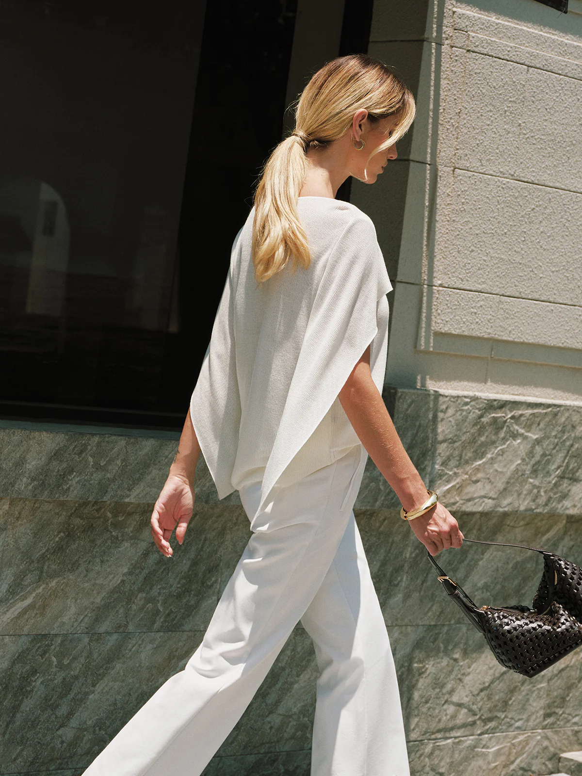 Boat Neck Cape Sleeve Knit Top - Image 4