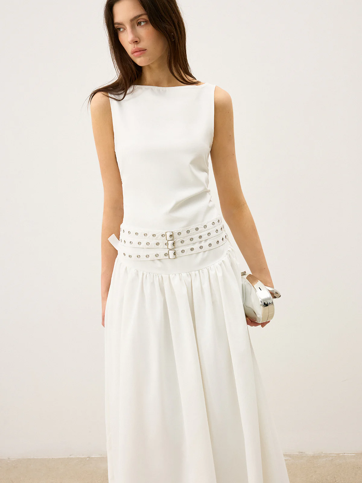Boat Neck Multi-Belt Low-Waist Maxi Dress - Image 5