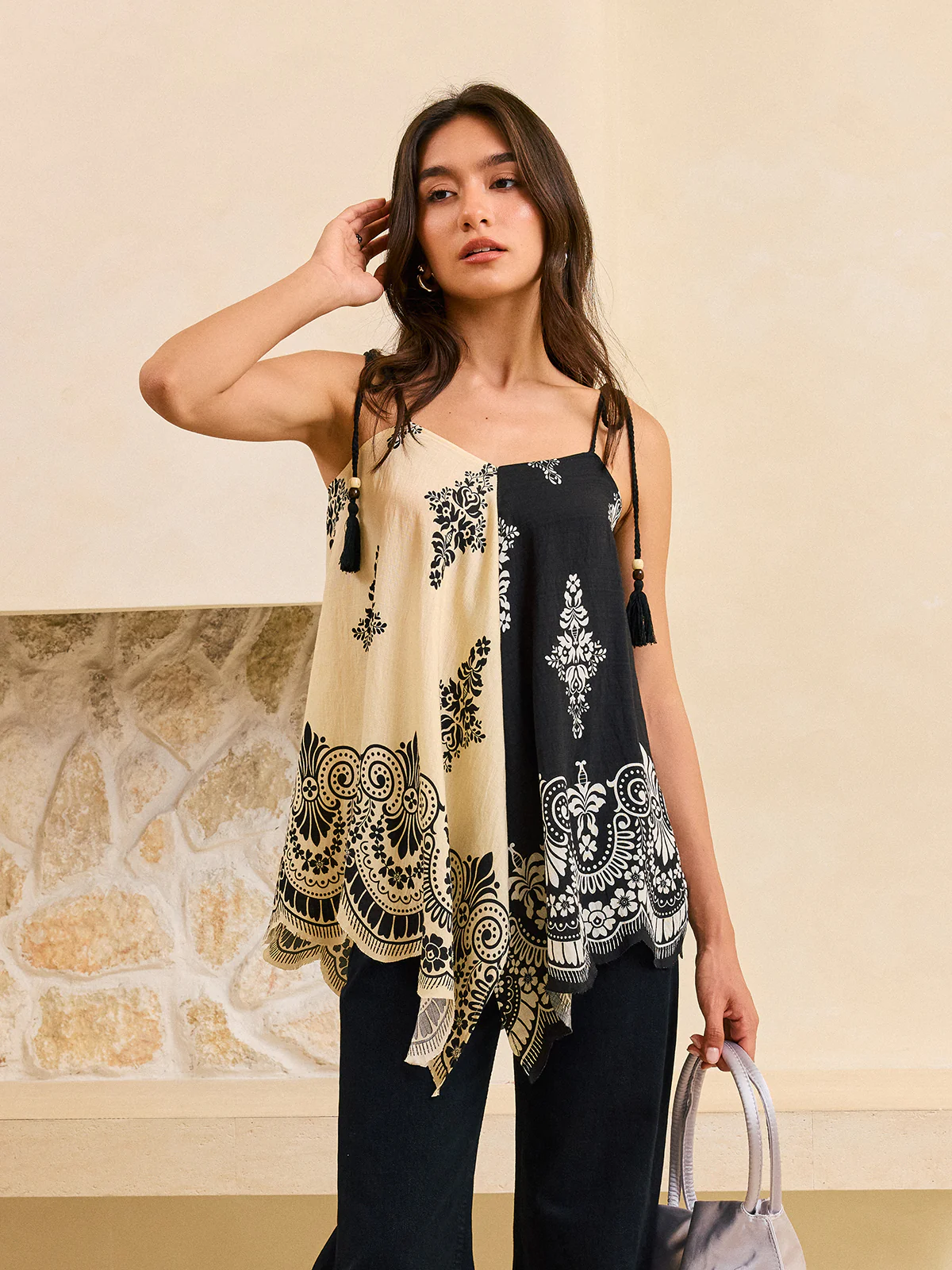 Bohe Print Tassel Tie-Back Tank Top - Image 6