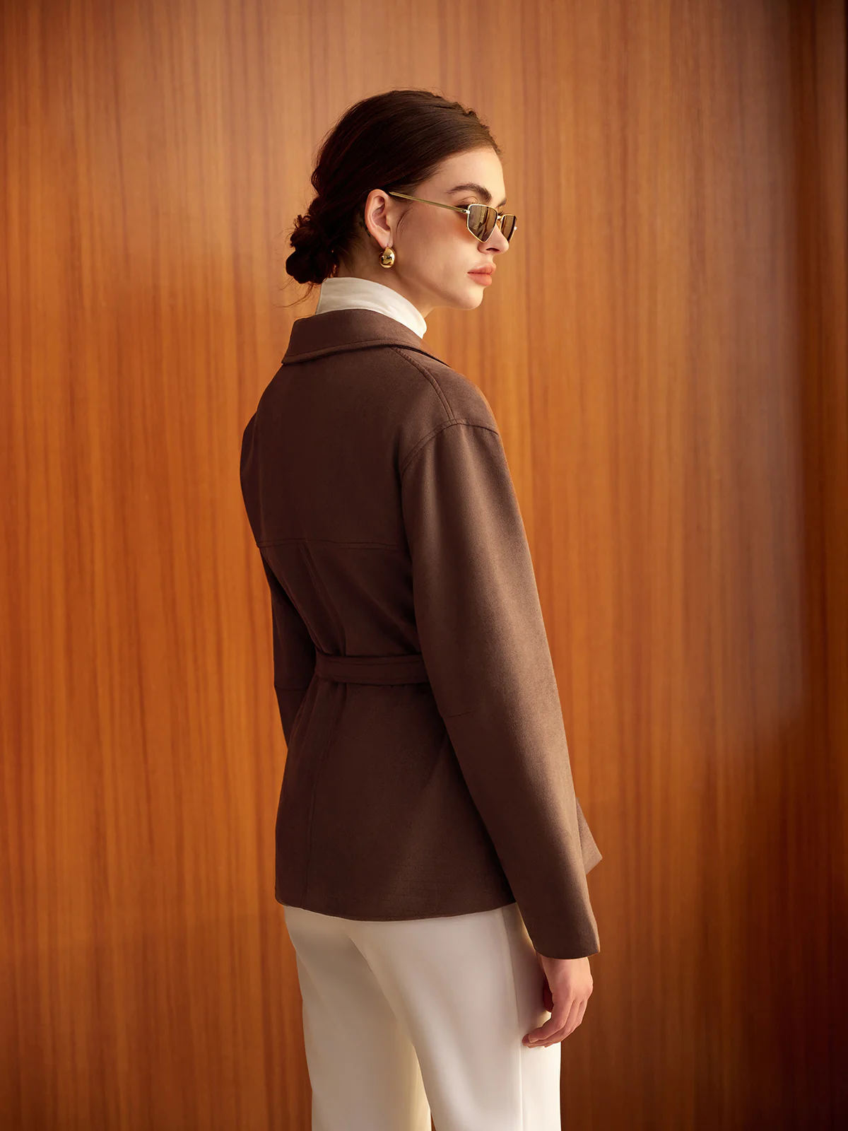 Belted Suede Effect Polo Jacket - Image 6