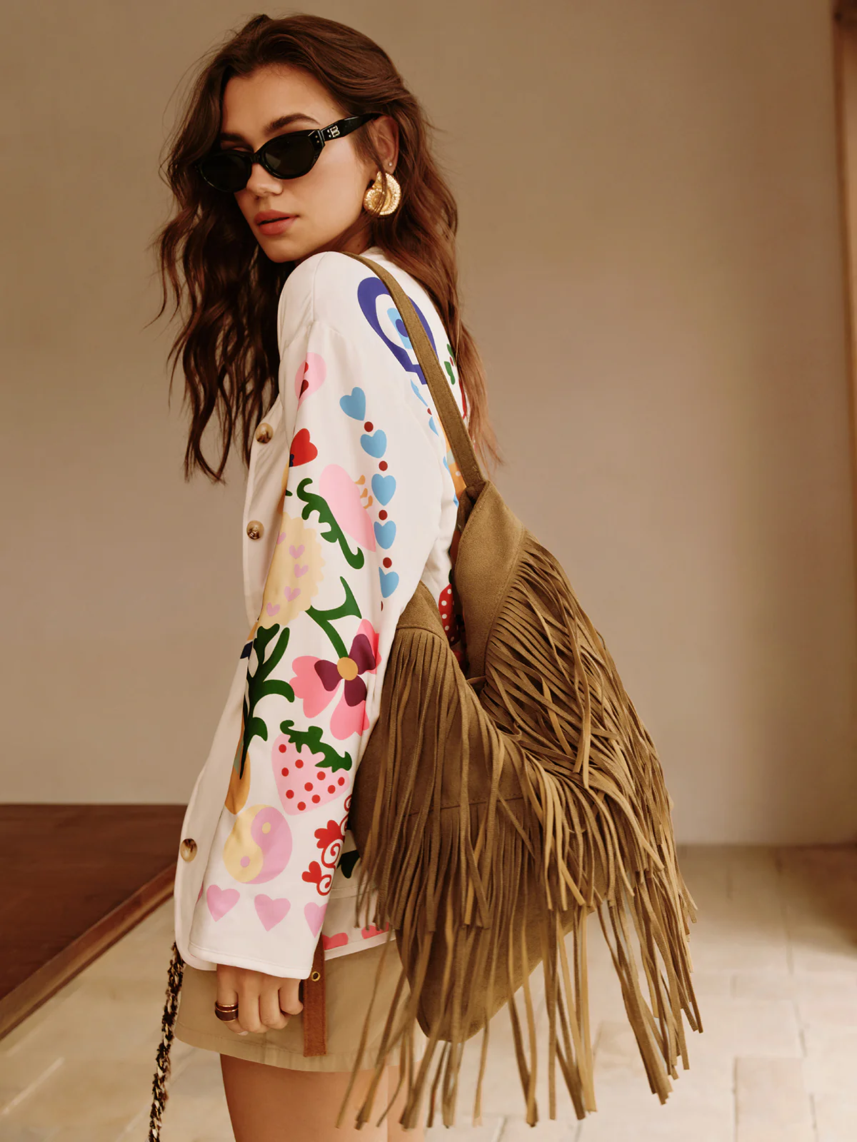 Boheme Buckle-Design Tassel Shoulder Bag - Image 3