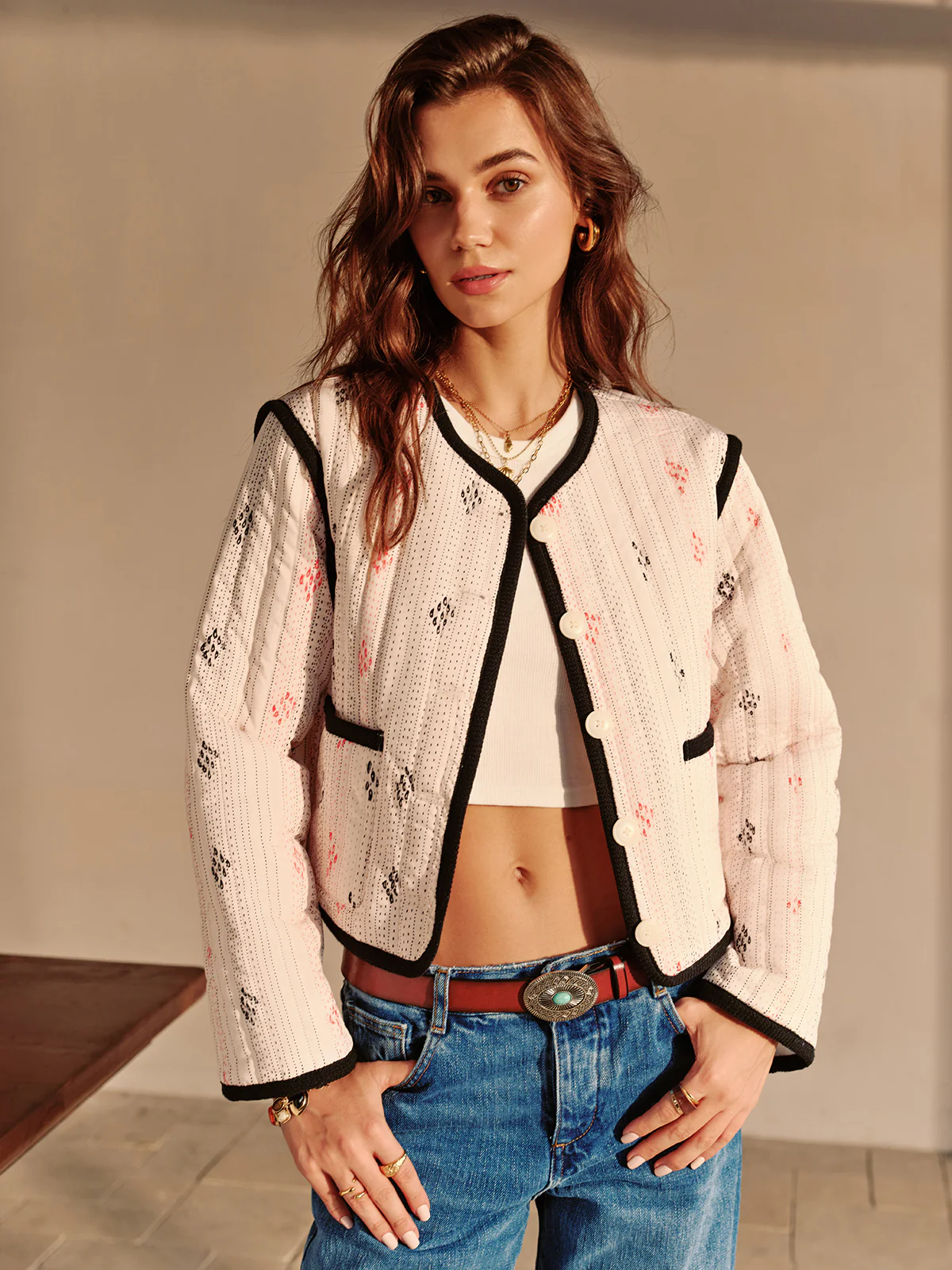 Boheme Contrast Piping Short Jacket - Image 3