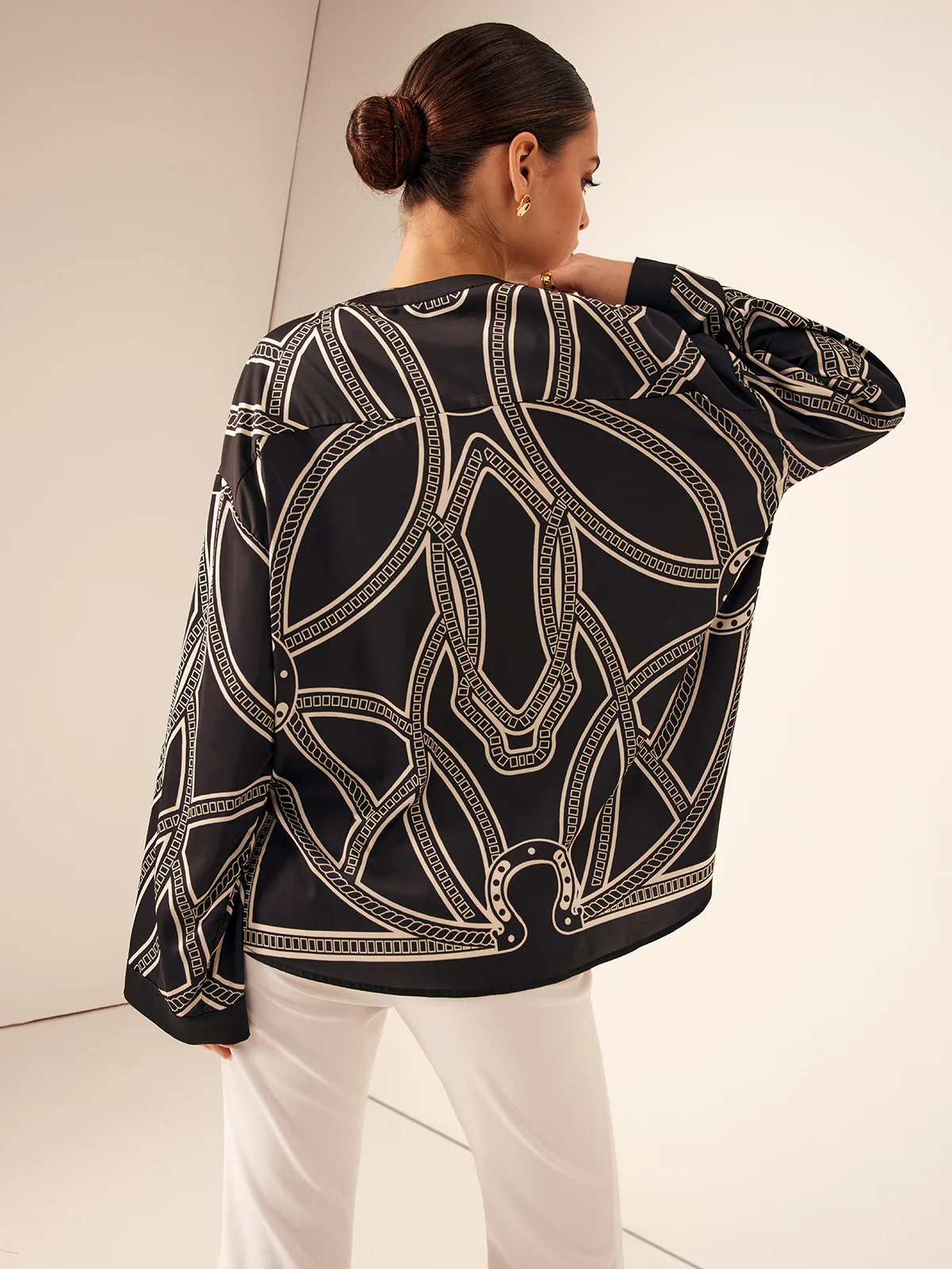 Boheme Printed Breasted Satin Shirt - Image 8
