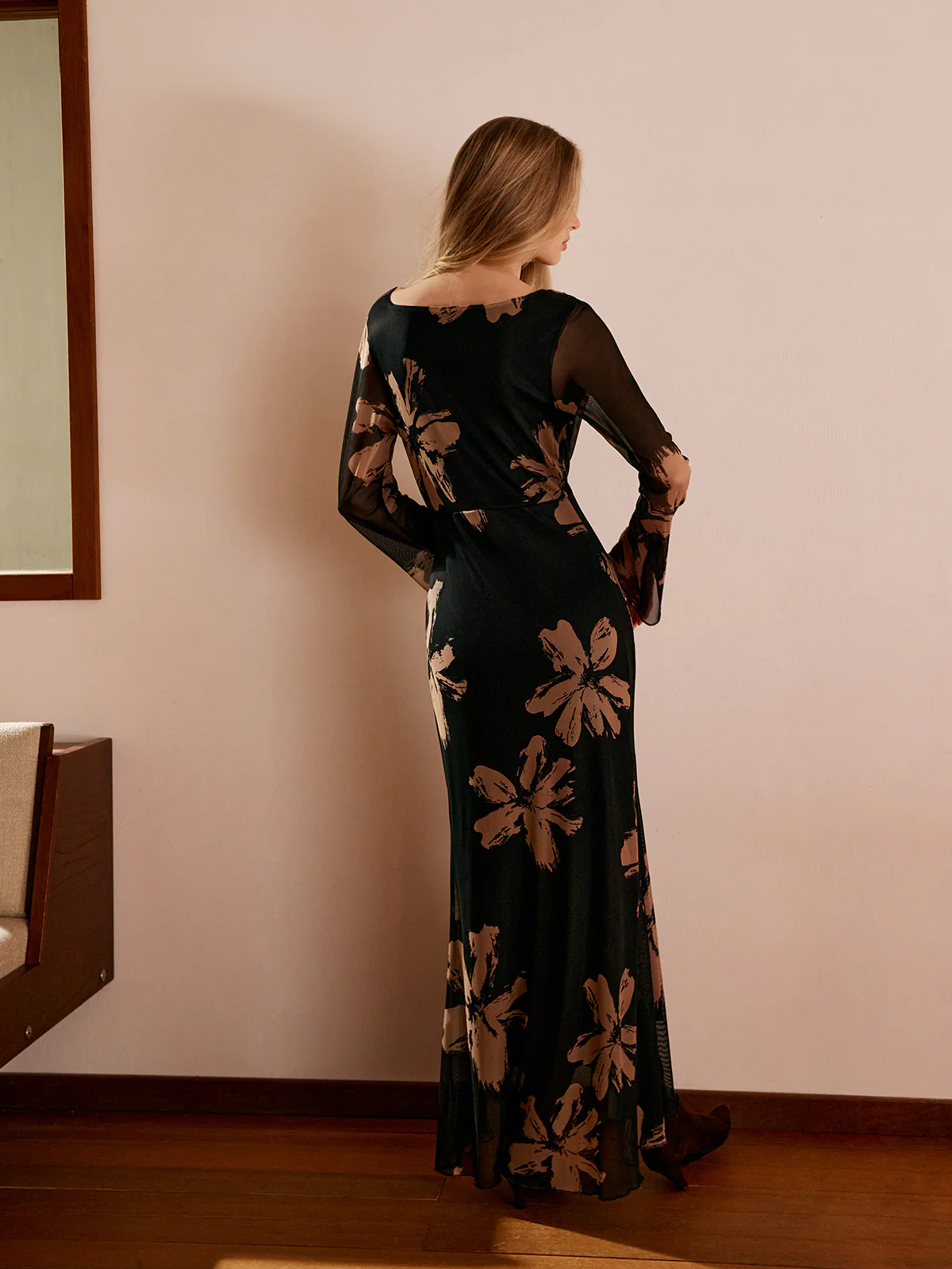 Boheme Printed Cowl Neck Floral Dress - Image 7