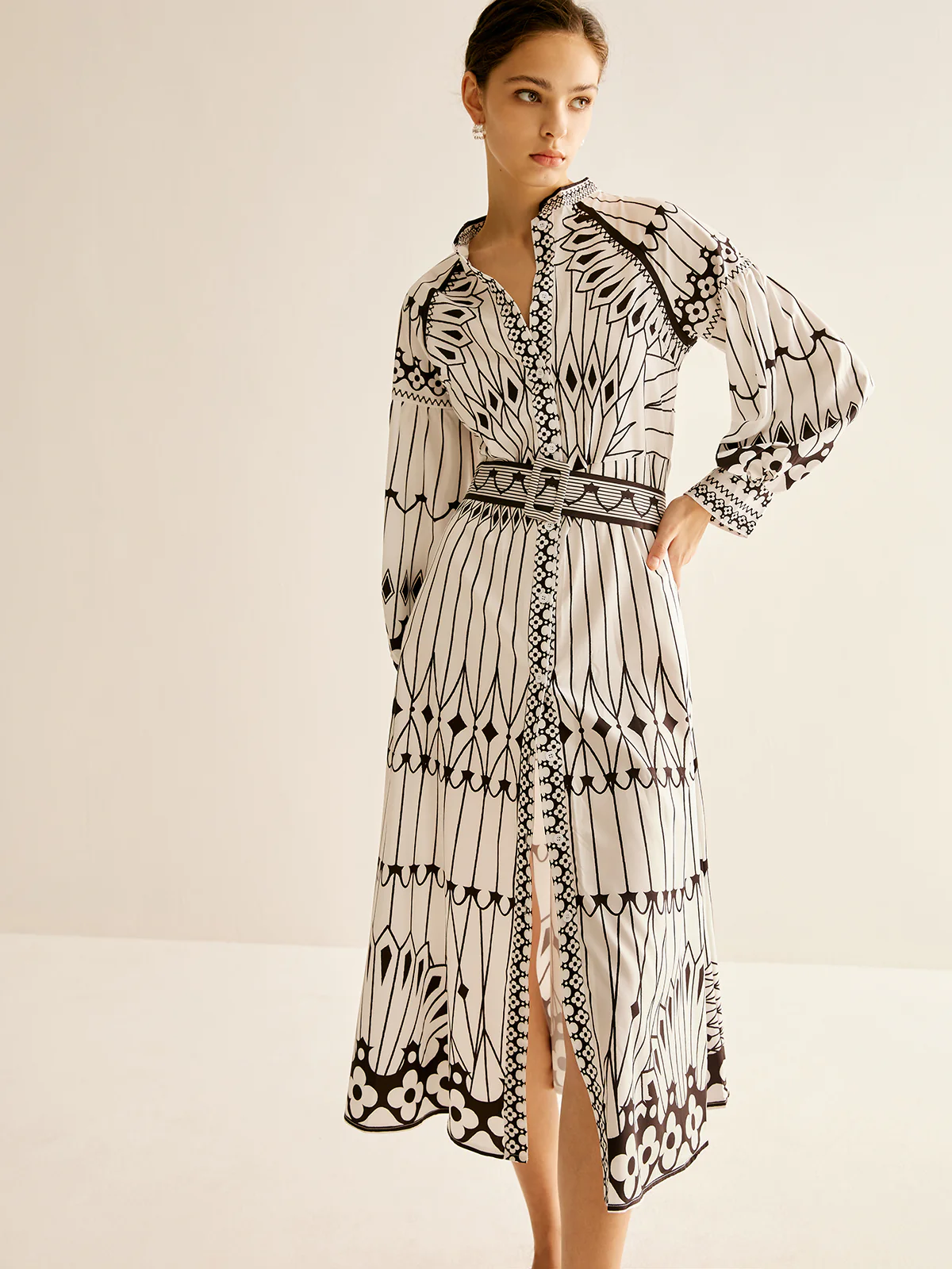 Boheme Stand Collar Split Dress - Image 2