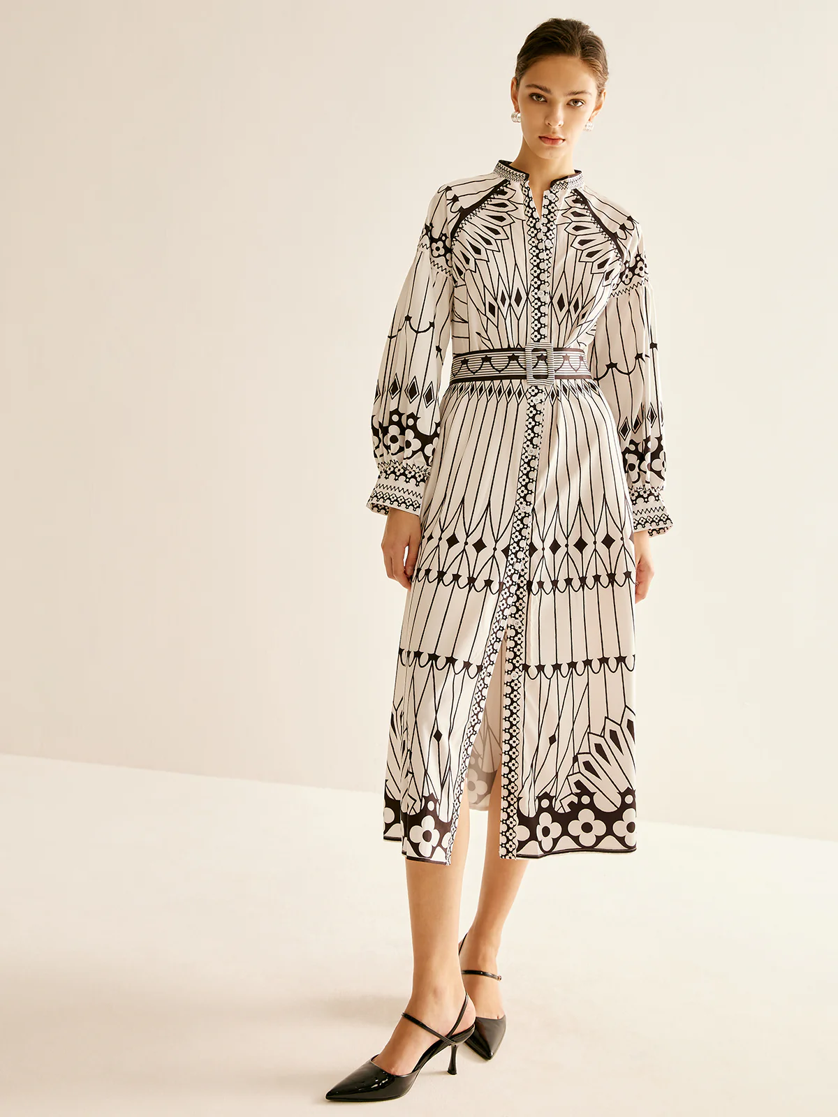 Boheme Stand Collar Split Dress - Image 3
