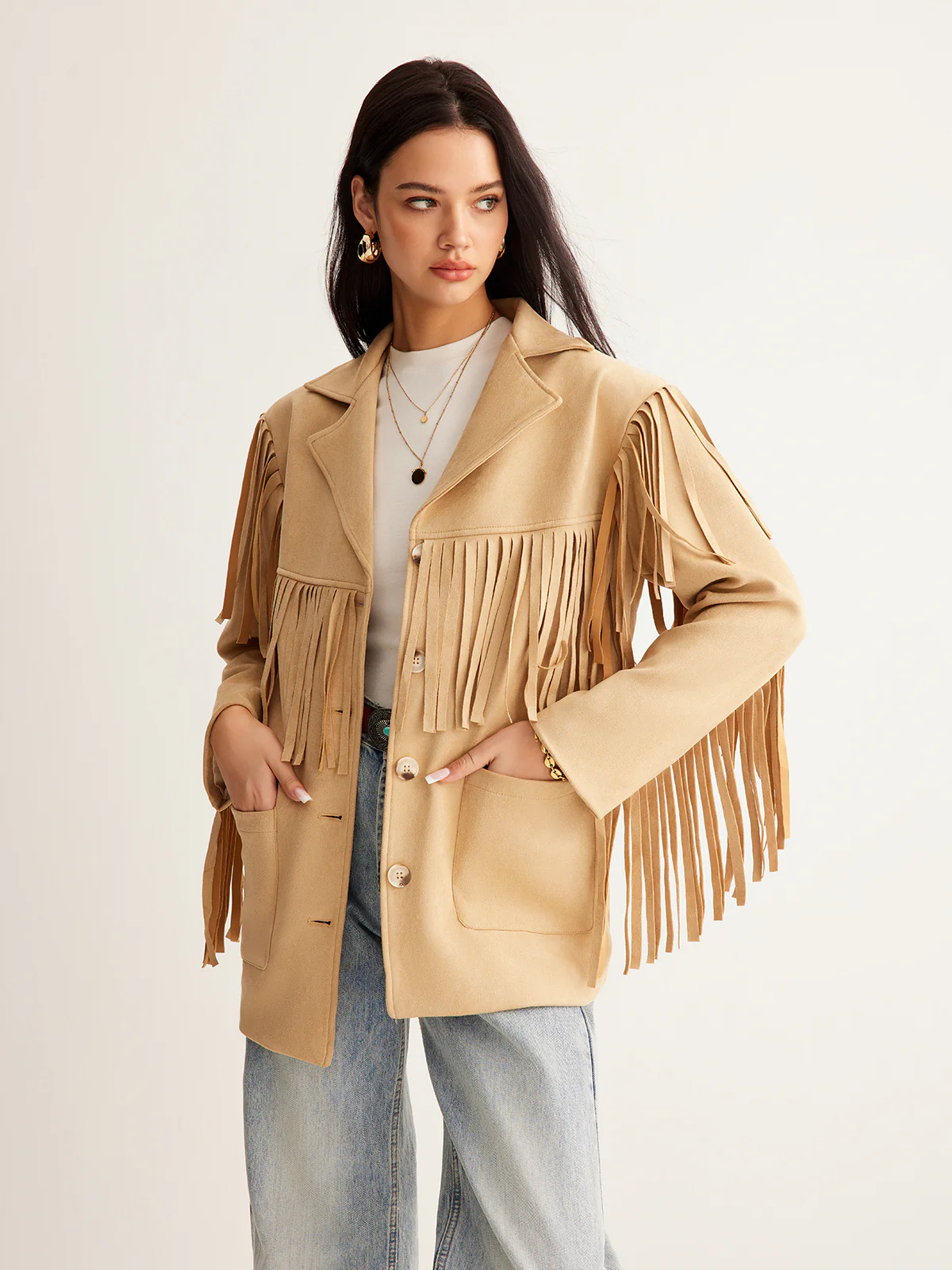 Boheme Tassel Suede Effect Blazer - Image 2