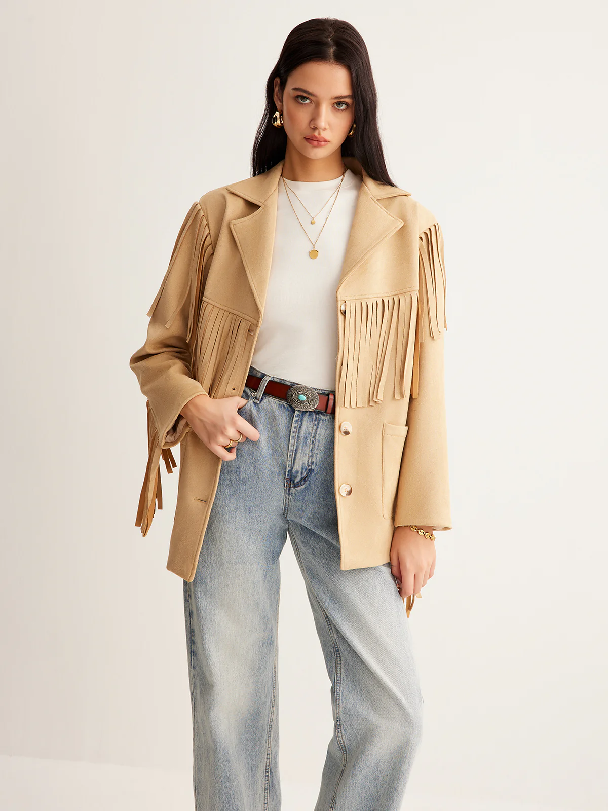 Boheme Tassel Suede Effect Blazer - Image 3