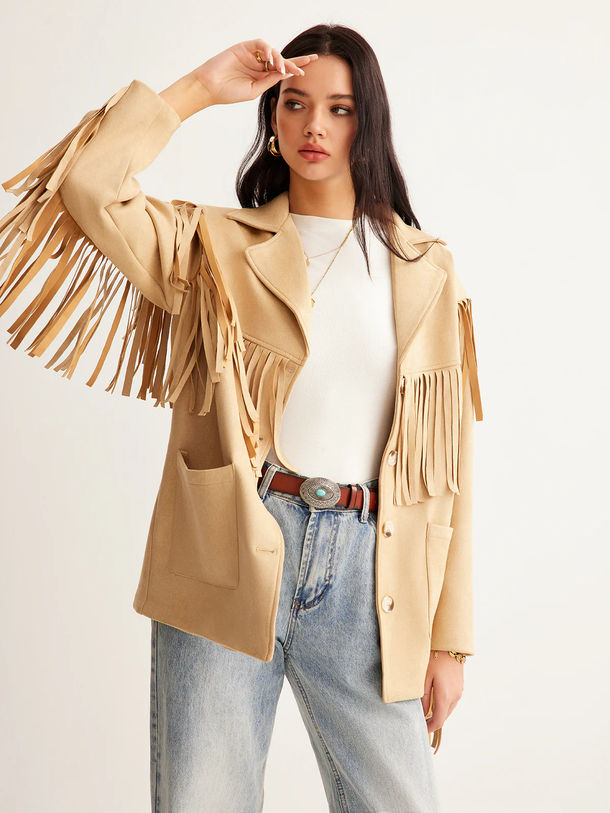 Boheme Tassel Suede Effect Blazer - Image 7