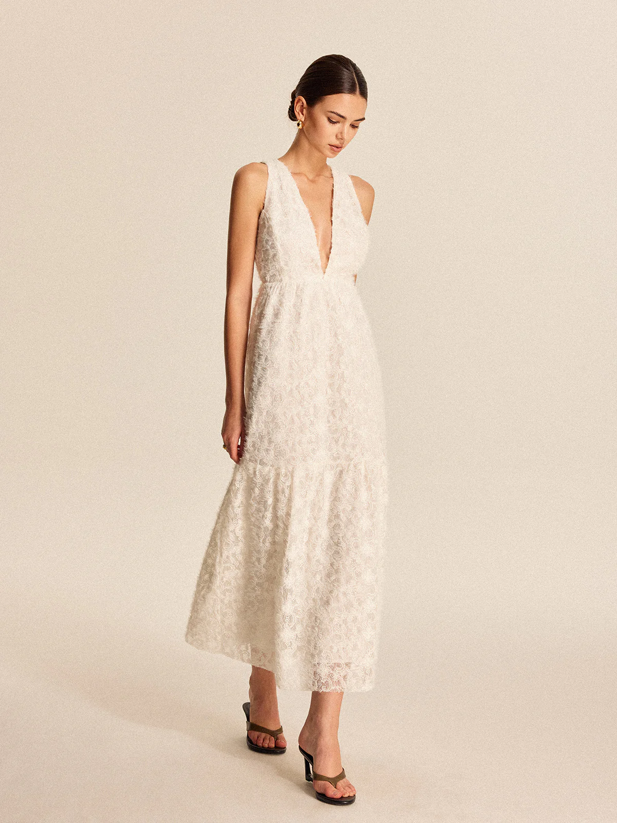 Boho Deep V-Neck Lace Dress - Image 3