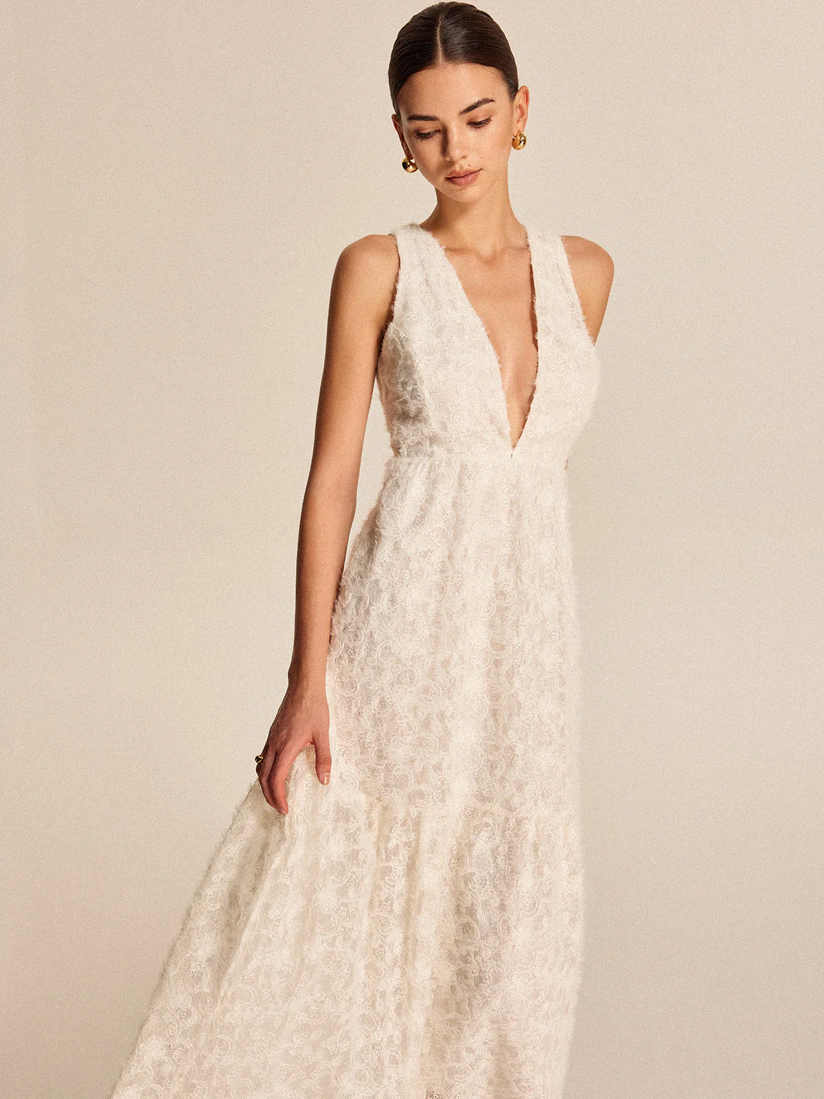Boho Deep V-Neck Lace Dress - Image 5