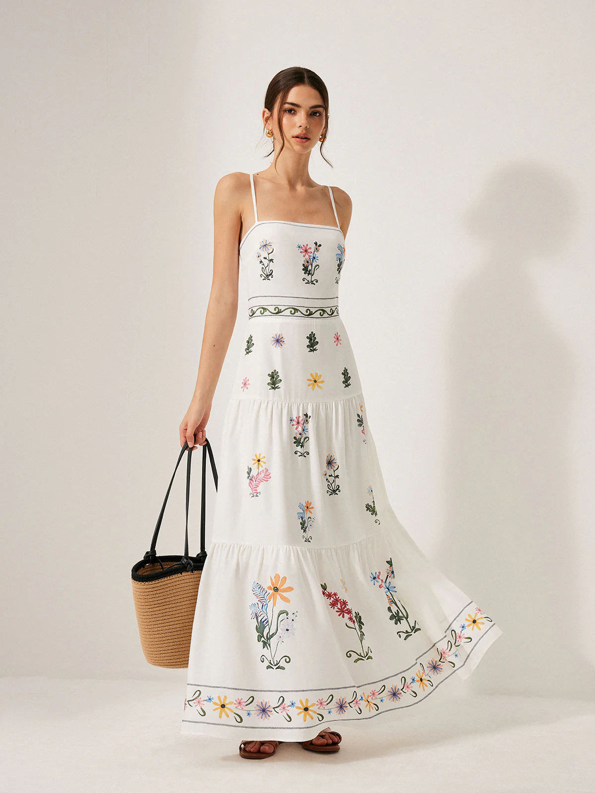 Boho Lace-Up Back Drop Waist Cami Dress - Image 3