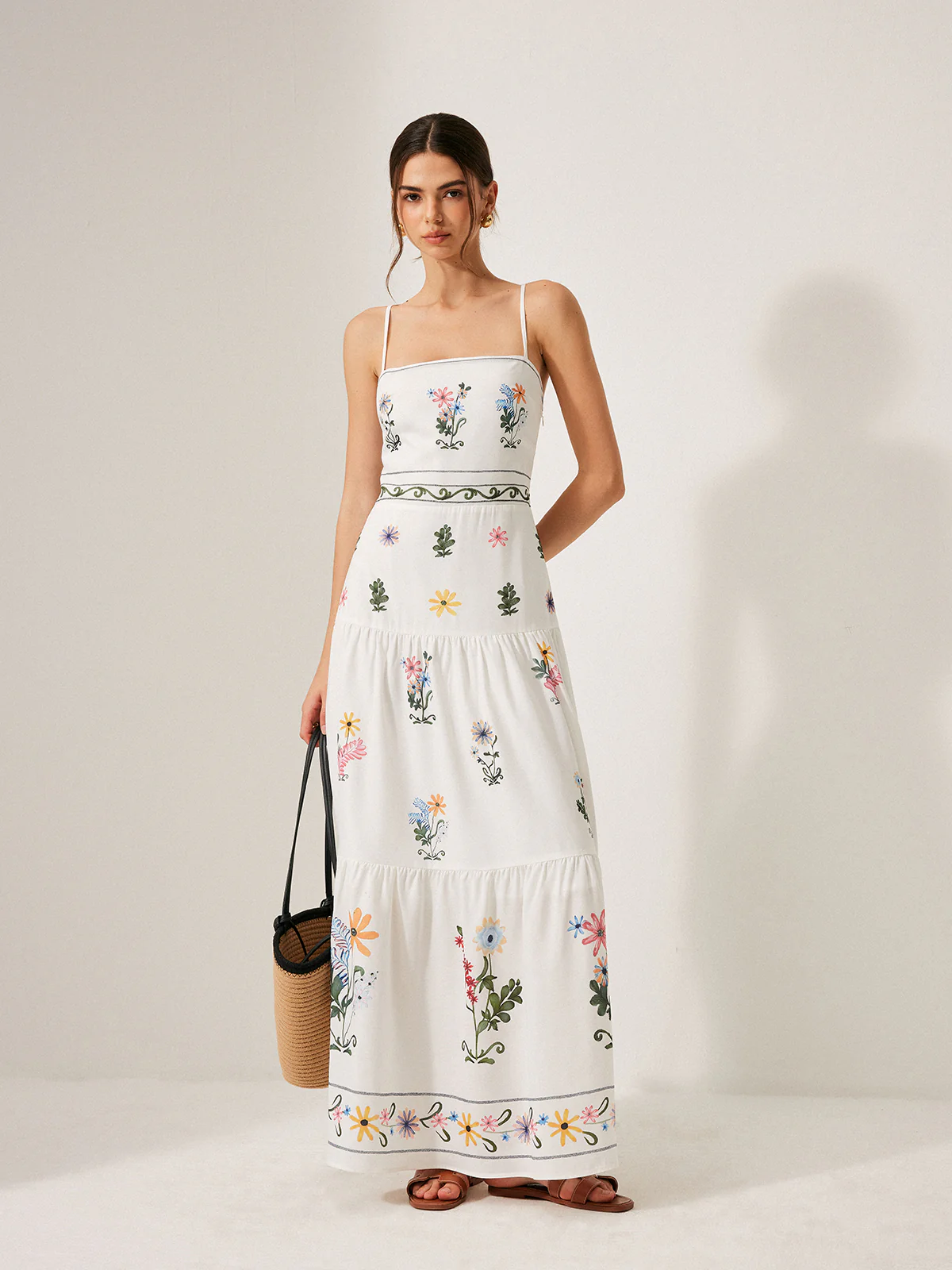 Boho Lace-Up Back Drop Waist Cami Dress - Image 4