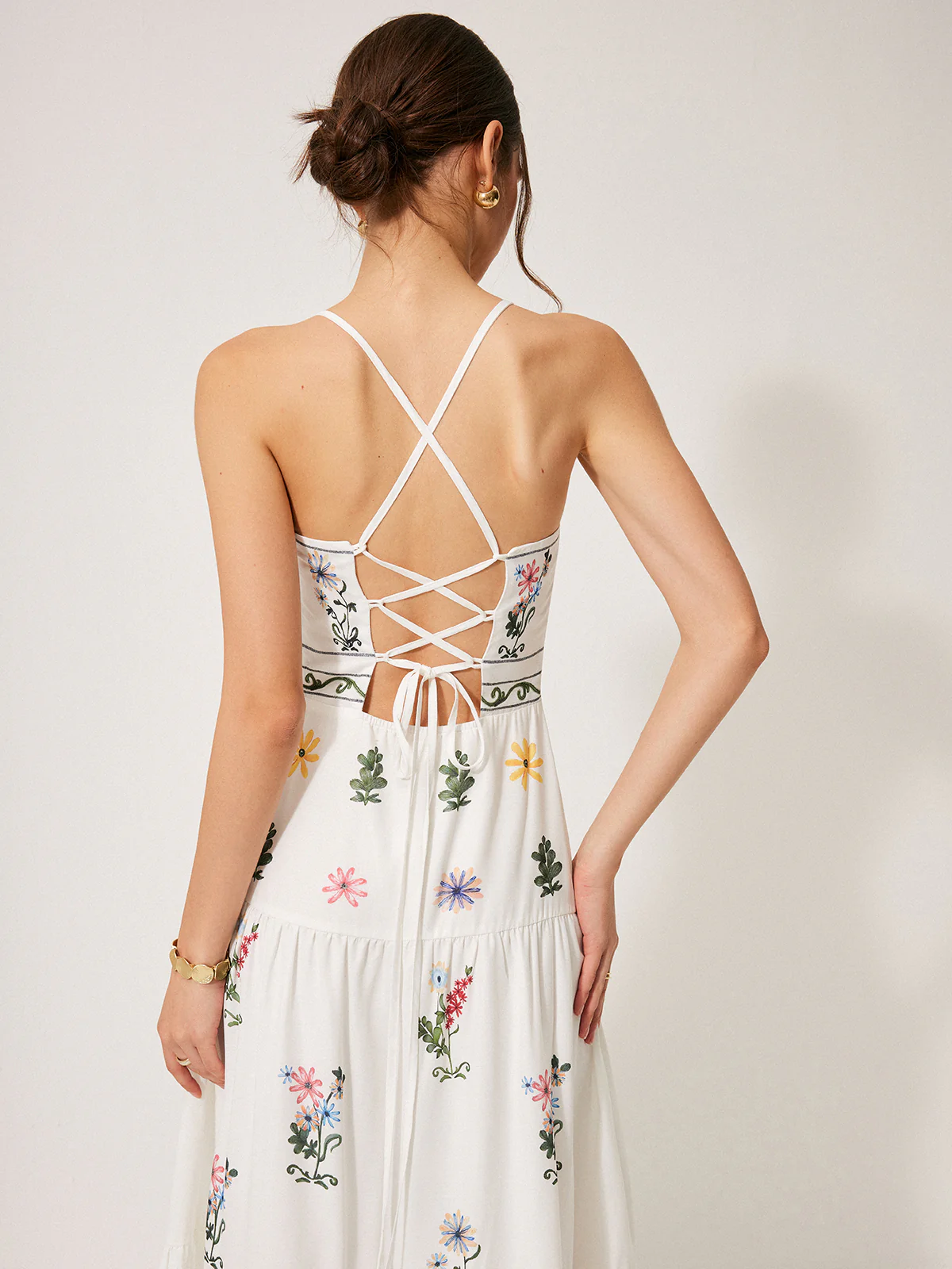 Boho Lace-Up Back Drop Waist Cami Dress - Image 6