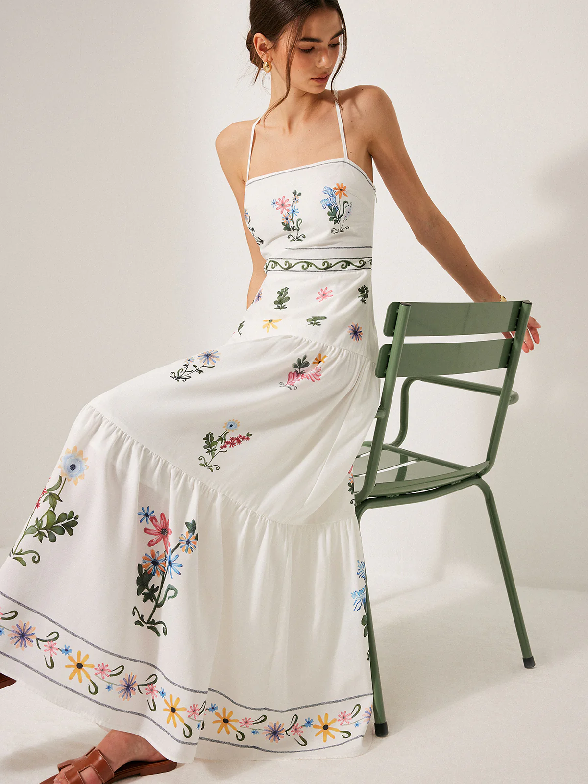 Boho Lace-Up Back Drop Waist Cami Dress - Image 7