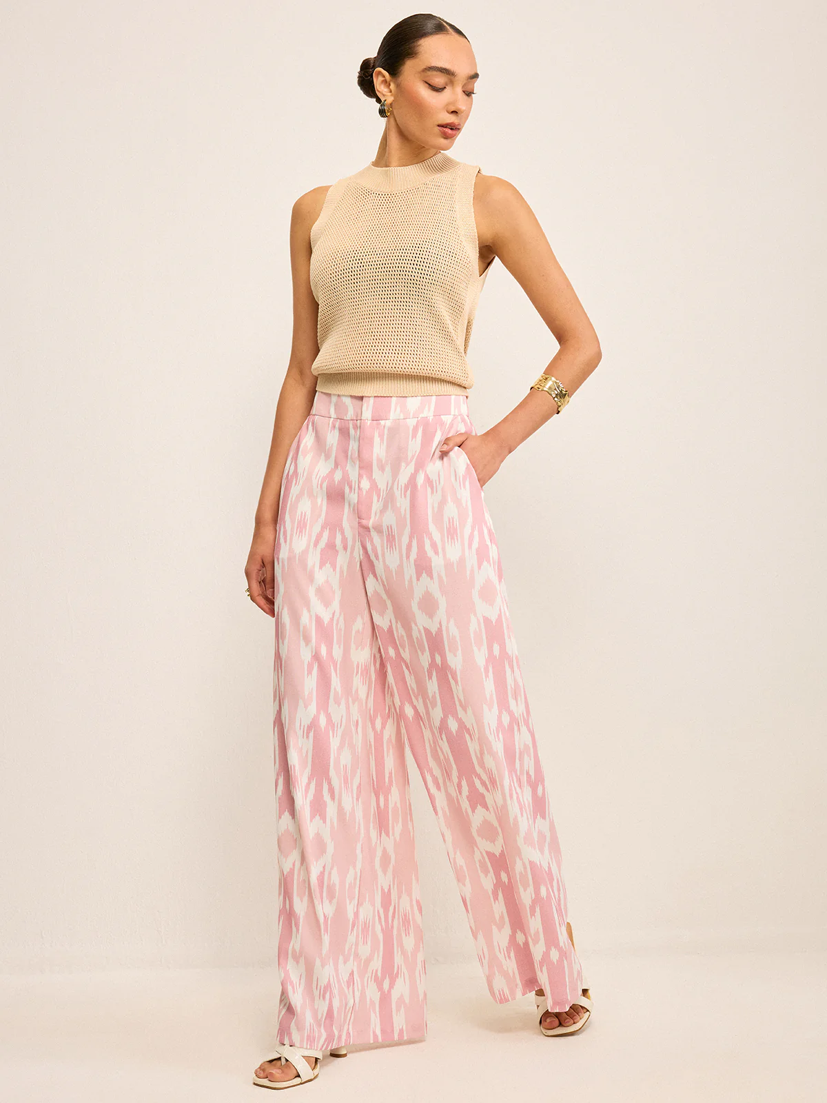 Boho Linen-Look Wide-Leg Pants - Image 5