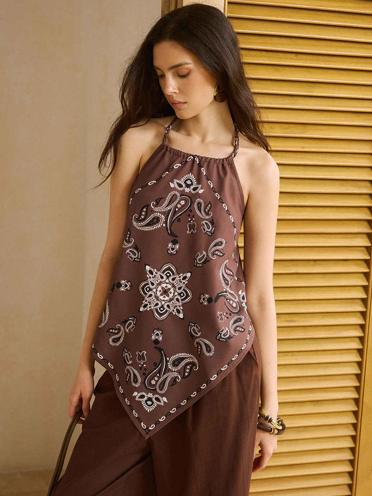 Boho Print Halter Neck Backless Top - Image 5