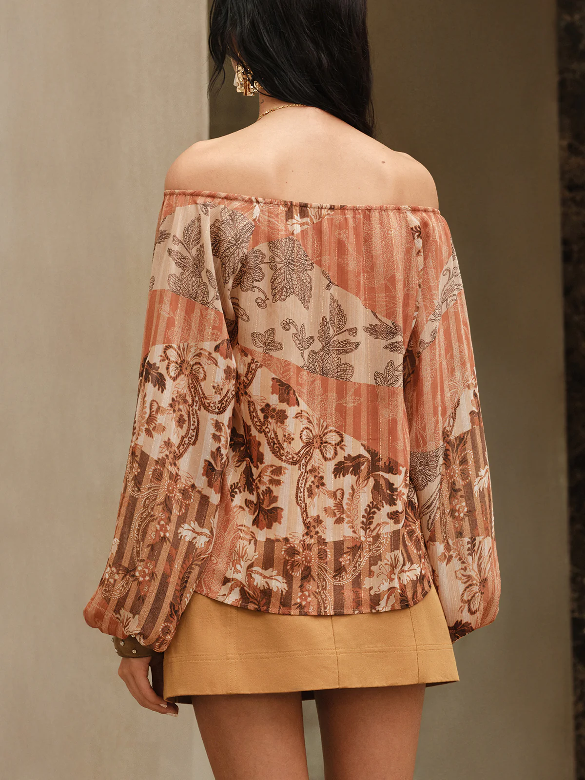 Boho Print Semi-Sheer Chiffon Tie-Front Blouse - Image 6