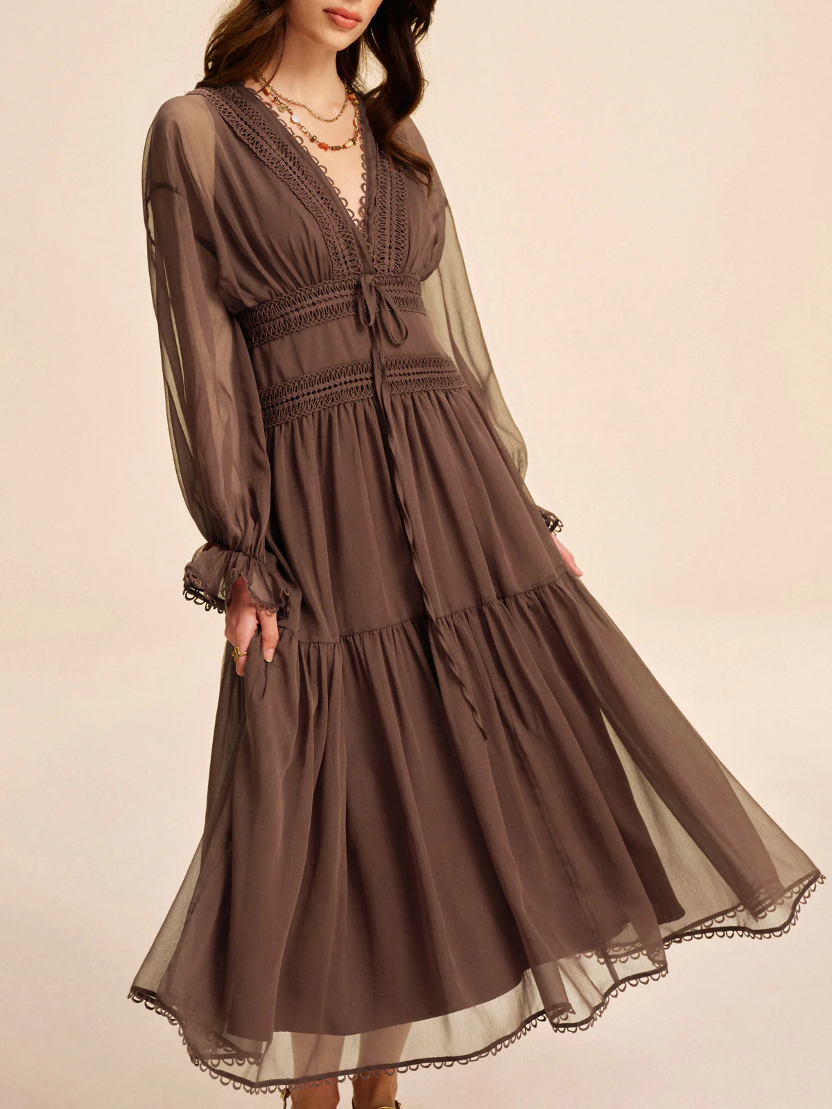 Boho Semi-Sheer Chiffon Dress - Image 2