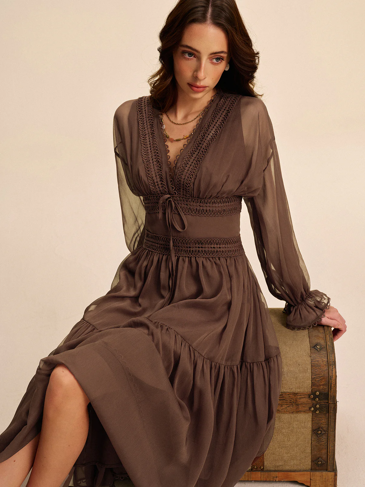 Boho Semi-Sheer Chiffon Dress - Image 5