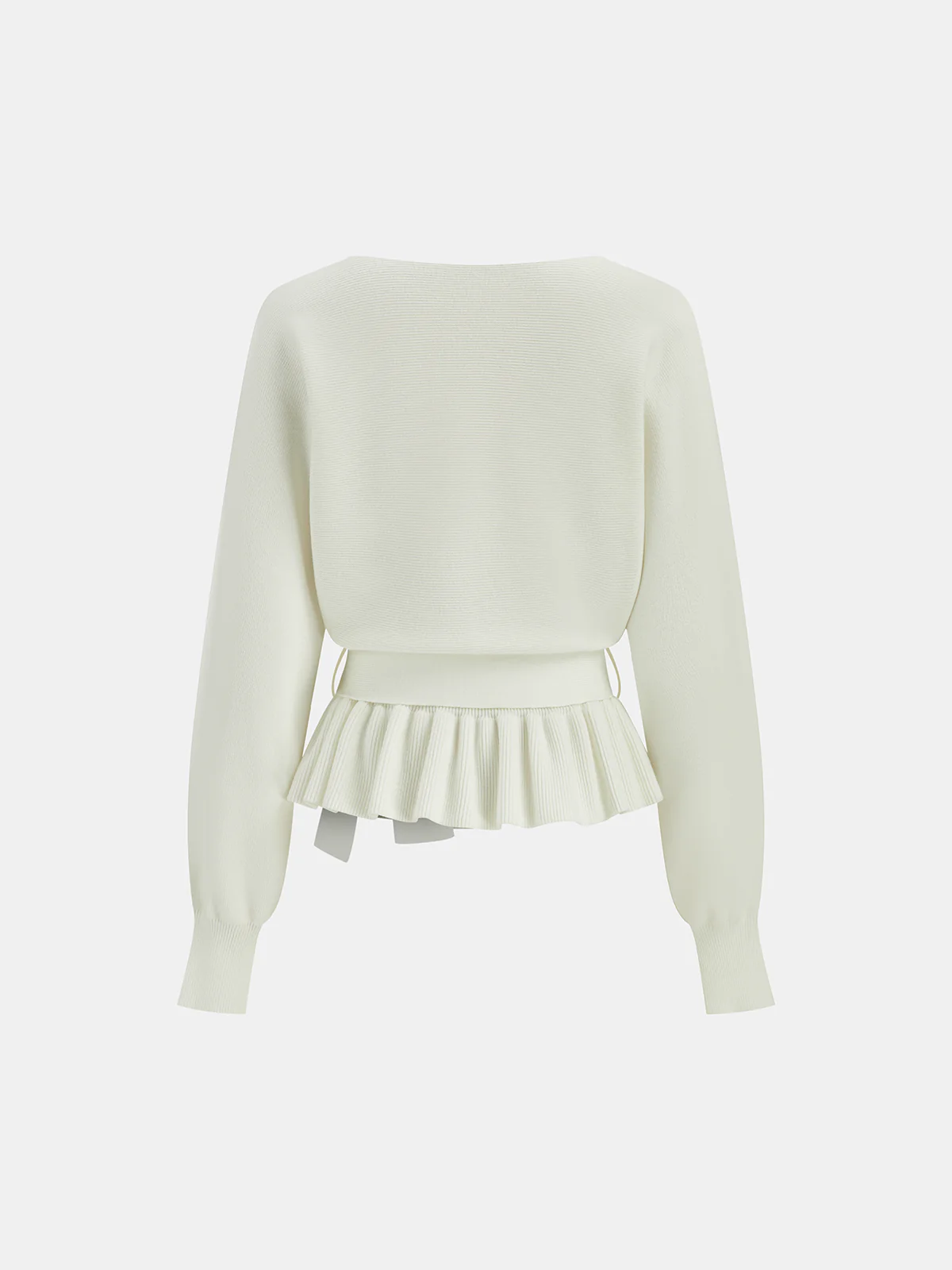 Bow Belted Peplum Knit Top - Image 5