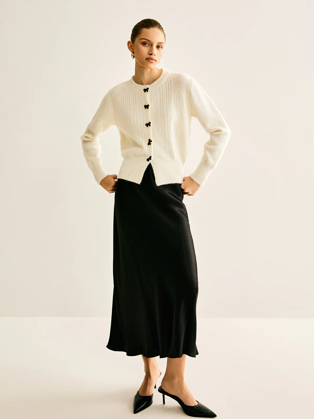Bow Button Panel Cardigan - Image 2