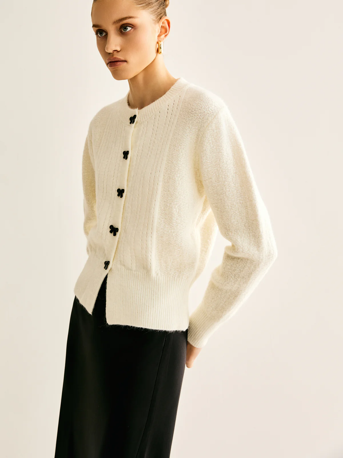 Bow Button Panel Cardigan - Image 4