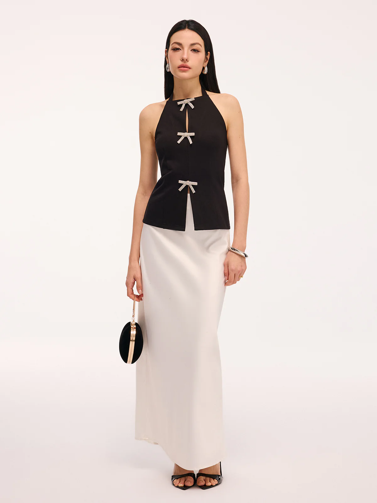 Bow Detail Backless Halter Vest - Image 6