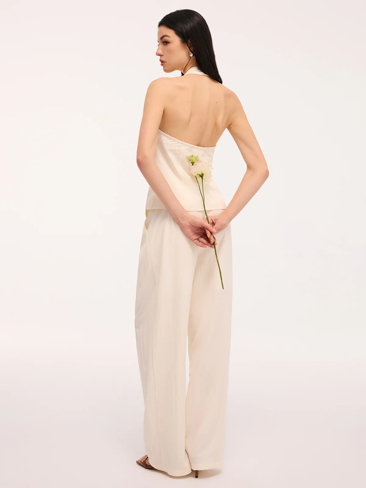 Bow Detail Halter Backless Top & Pants Set