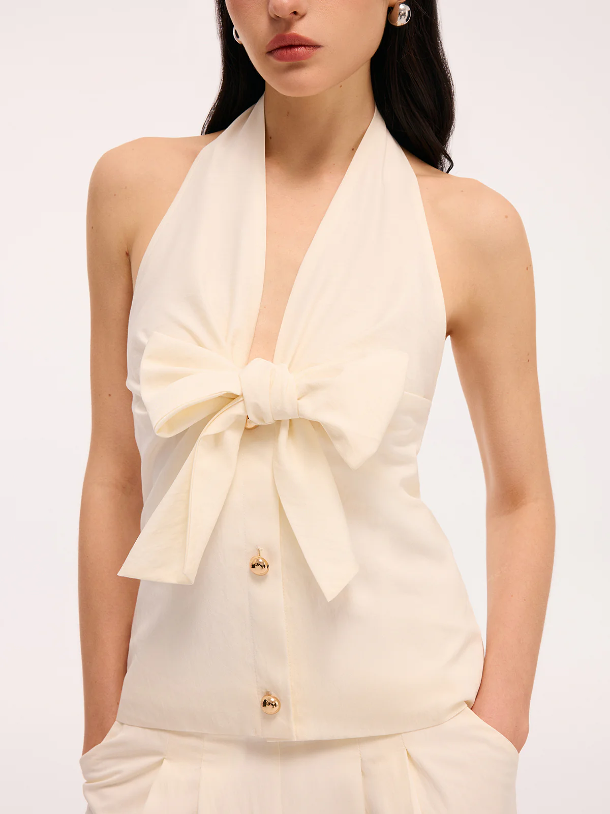 Bow Detail Halter Backless Top & Pants Set - Image 6