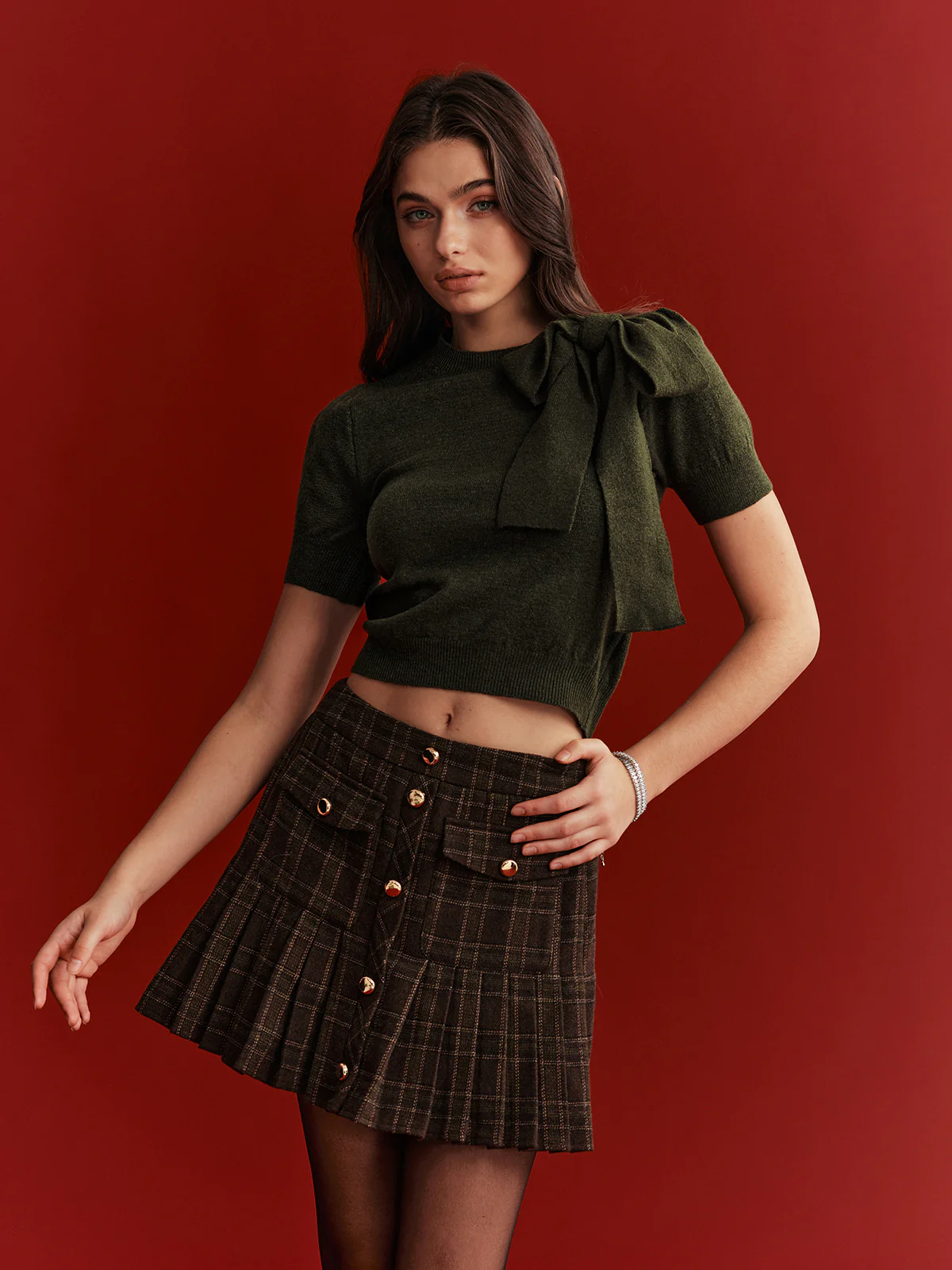 Bow Detail Knit Crop Top - Image 4