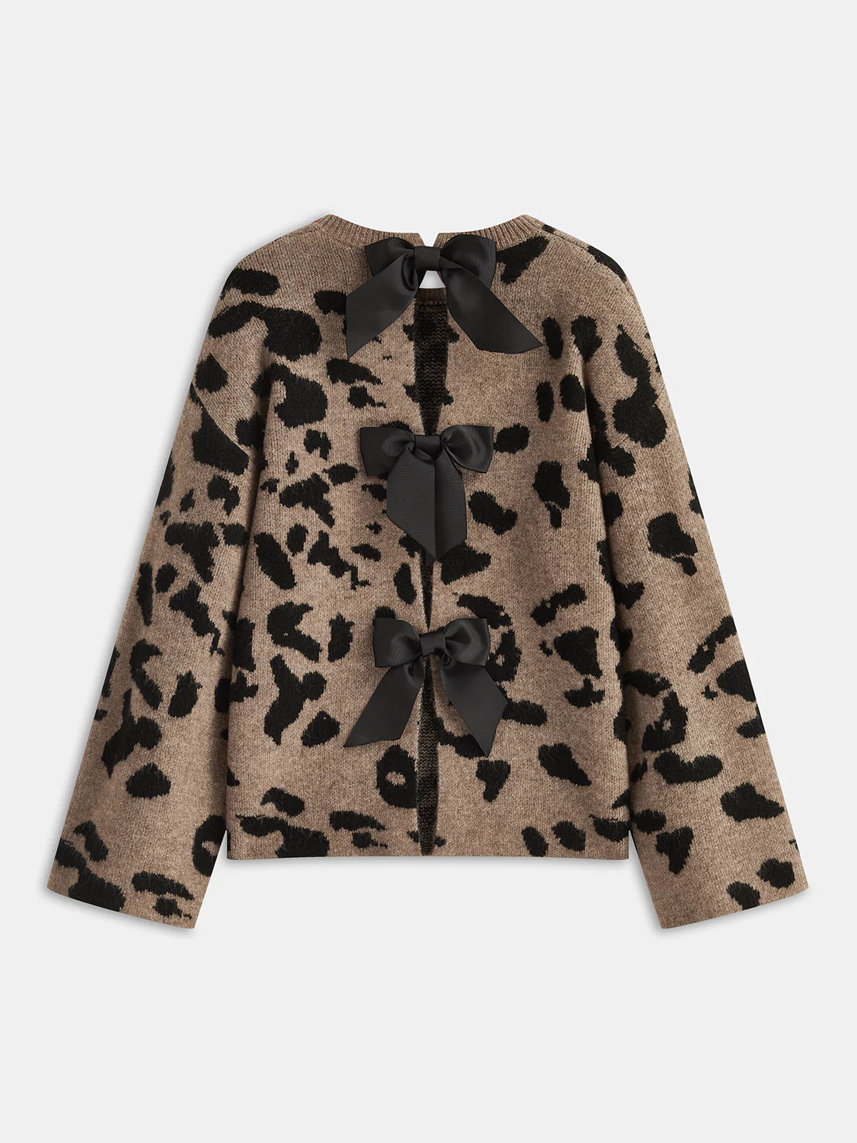 Bow Detail Leopard Print Knit Sweater - Image 2
