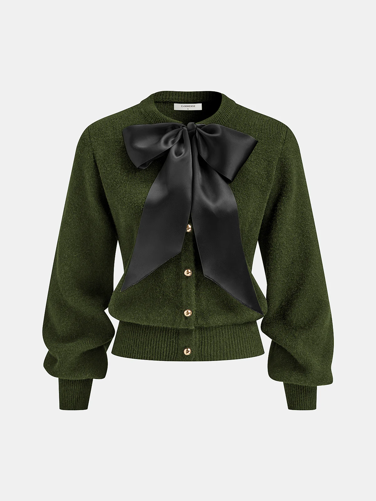 Bow Detail Metal Button Knit Cardigan - Image 6