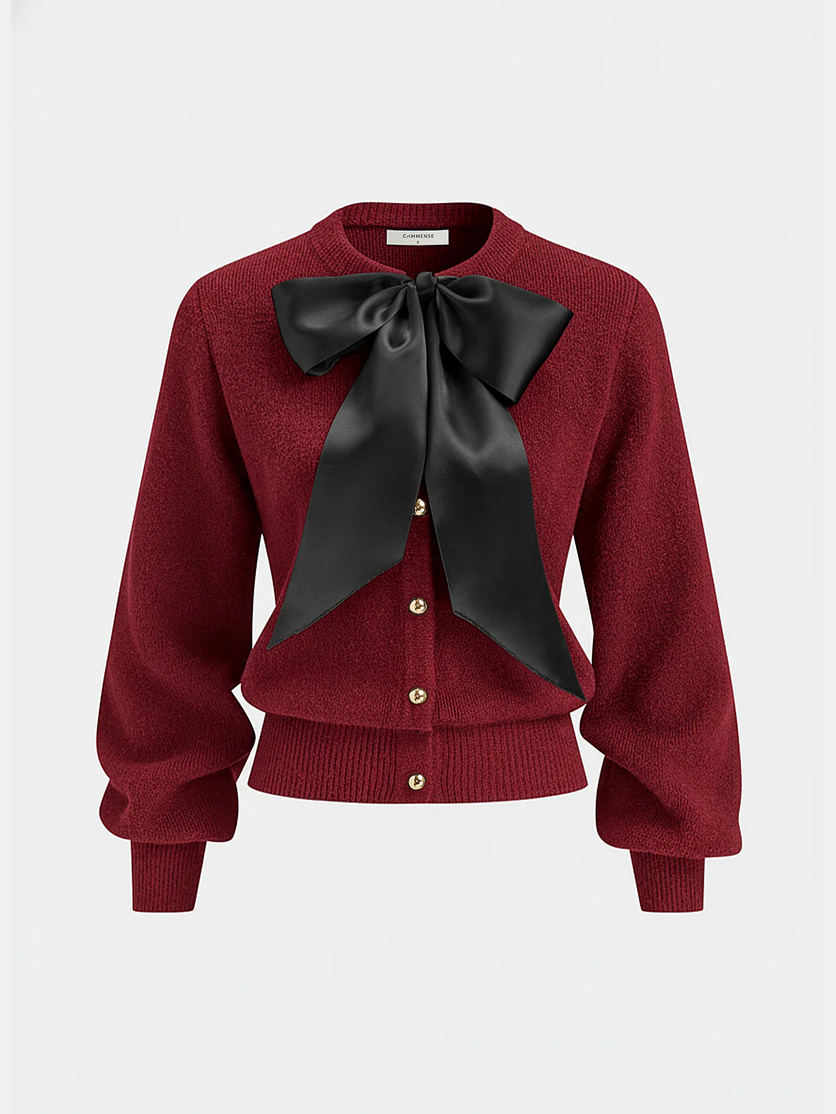 Bow Detail Metal Button Knit Cardigan - Image 7