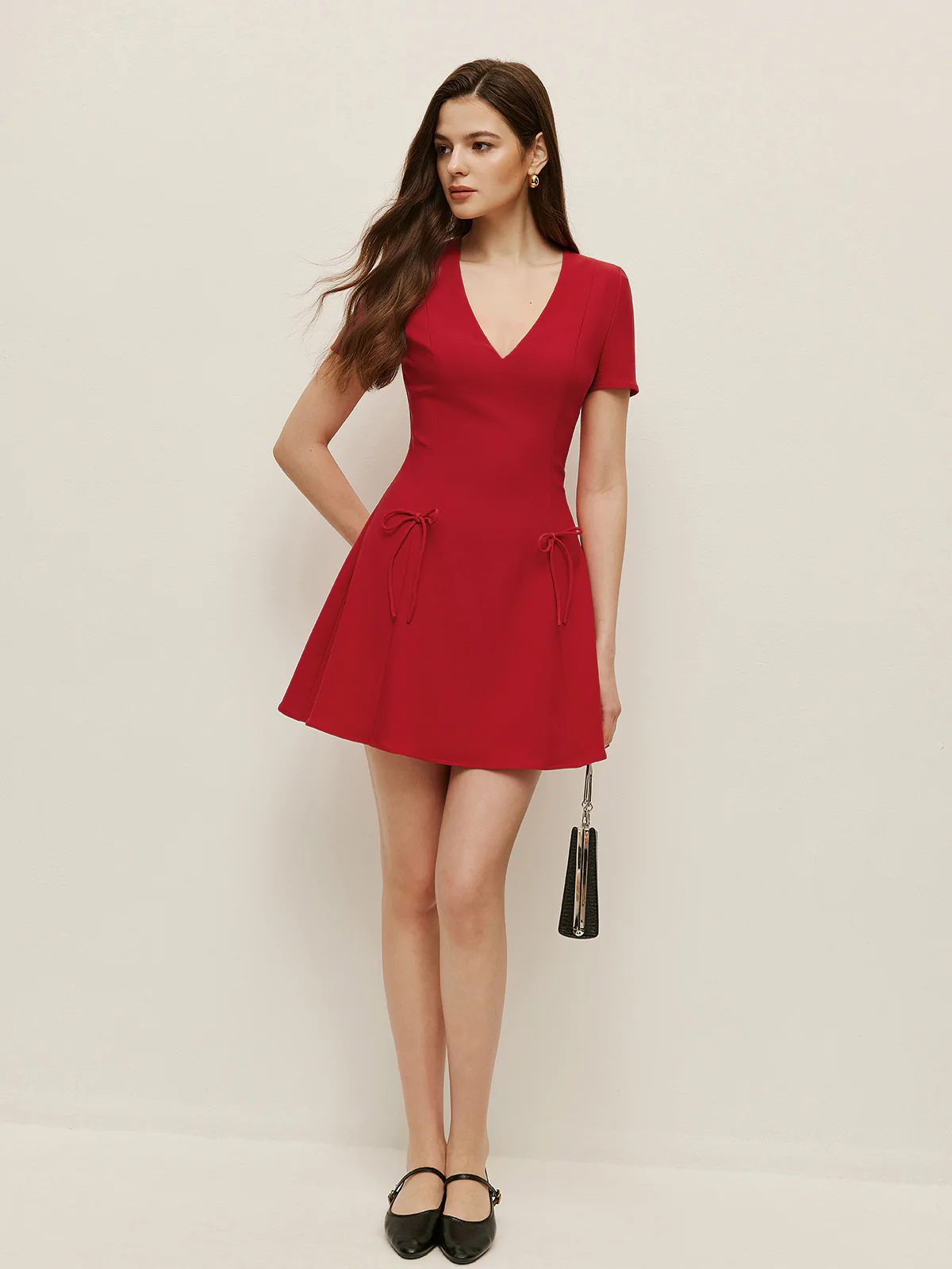 Bow Detail V-Neck Dress - Image 2