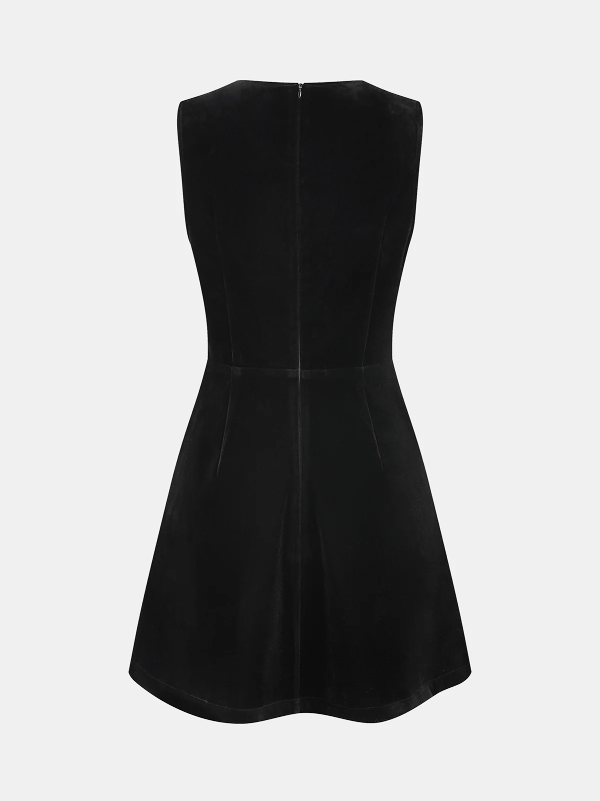 Bow Embellished Velvet Sleeveless Mini Dress - Image 2
