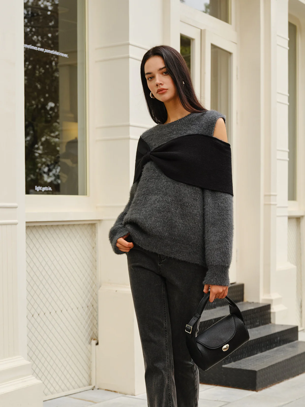 Bow Front Cutout Shift Sweater - Image 2
