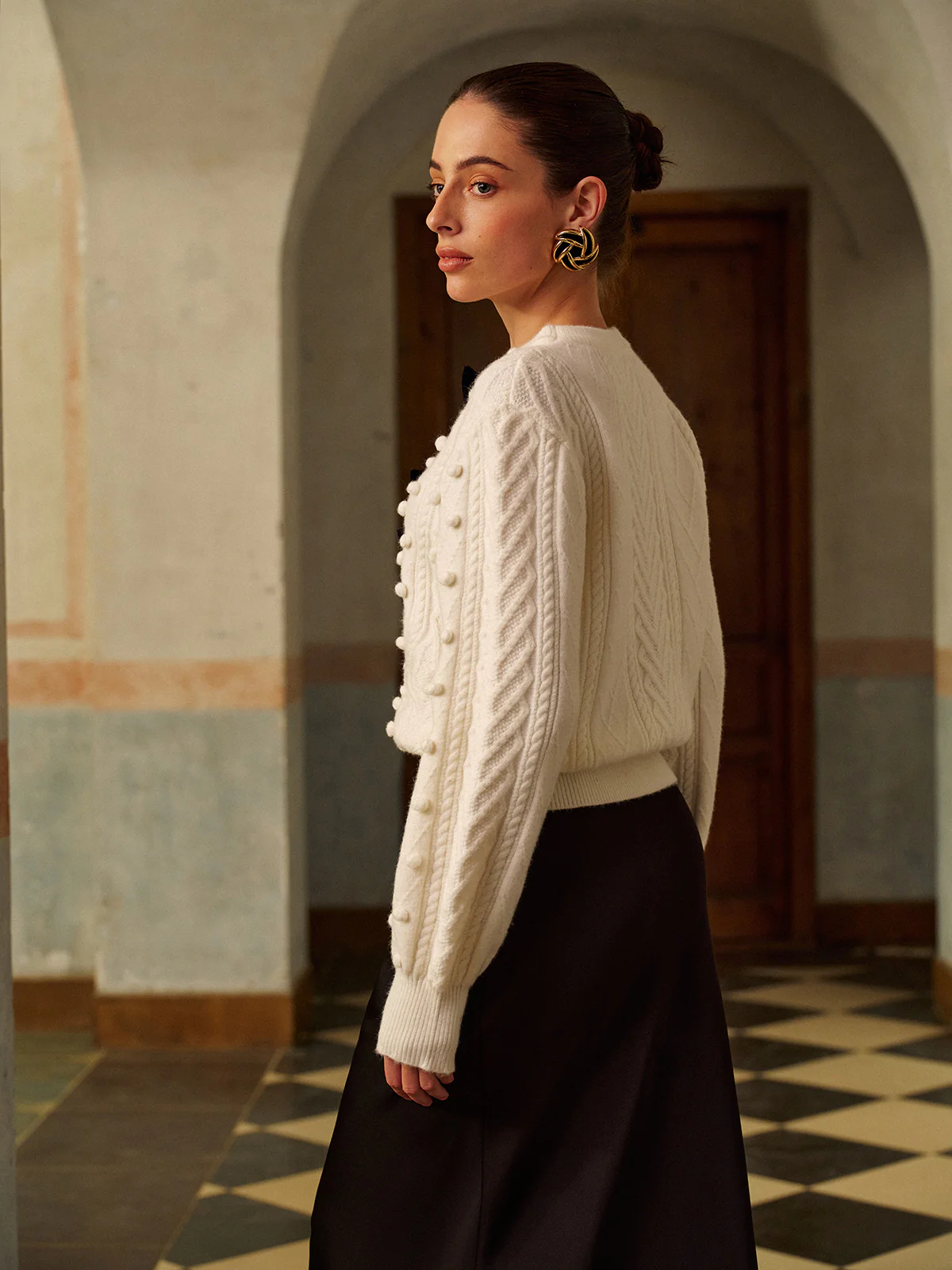 Bow Front Knit Ball-Decor Sweater - Image 7