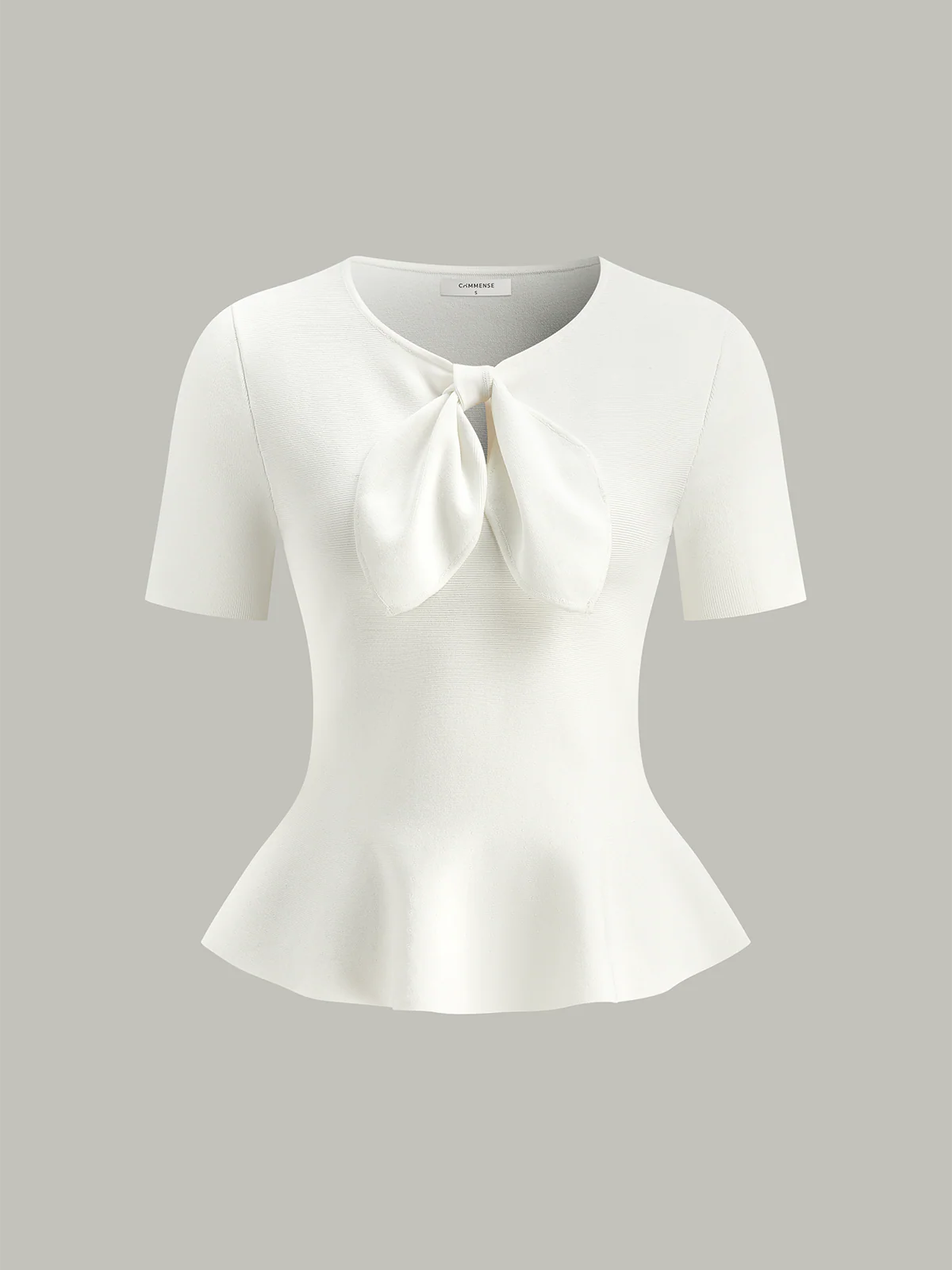 Bow-Knot Peplum Knit Top - Image 2