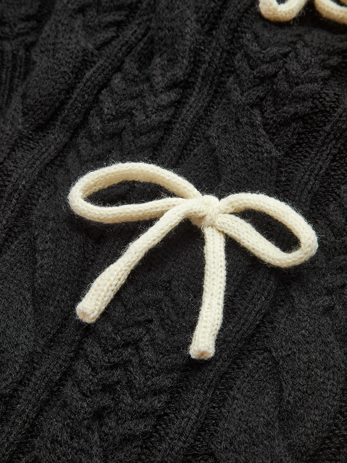 Bow Knotted Cable Knit Cardigan - Image 3