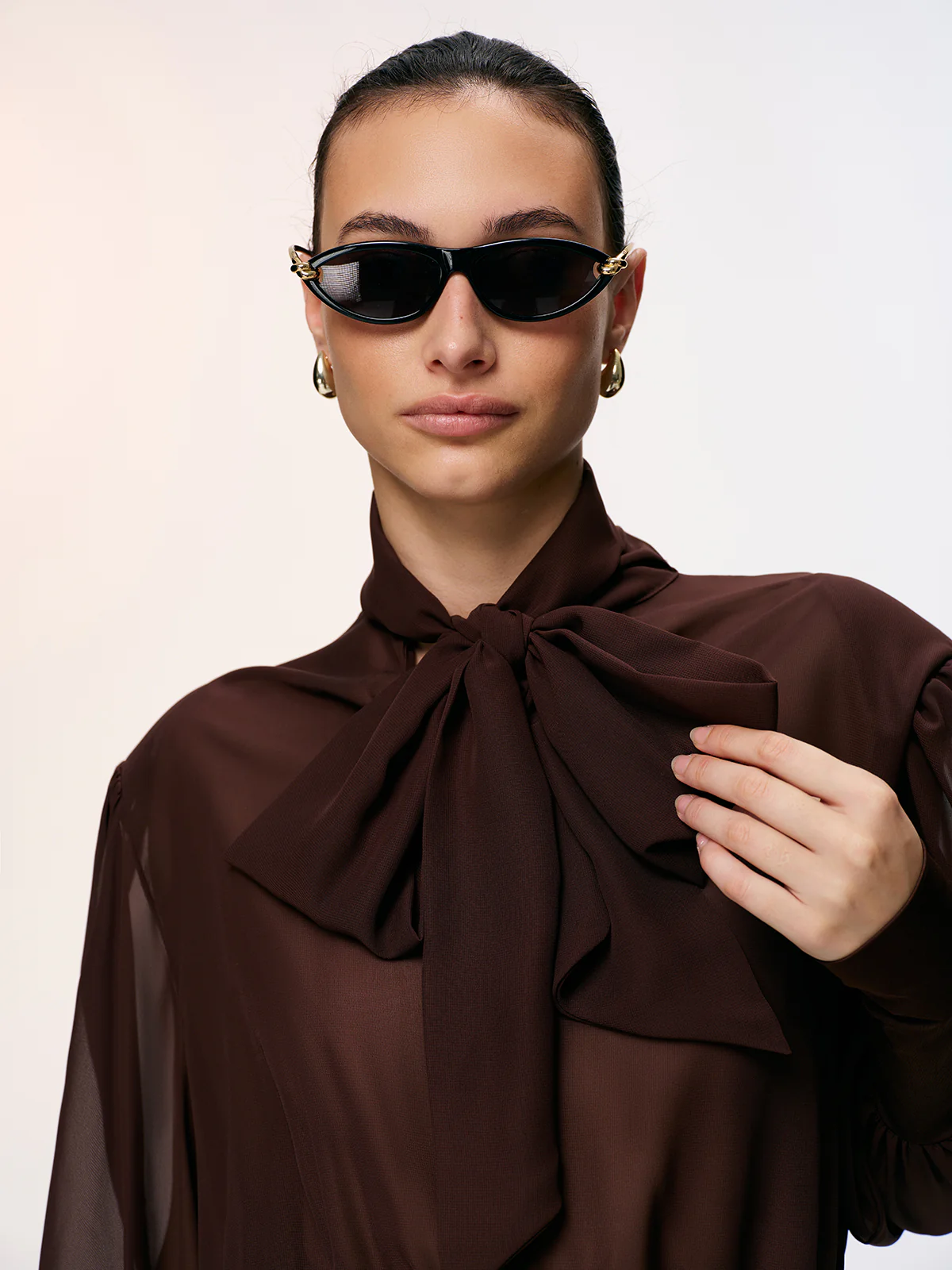 Bow Neck Backless Sheer Chiffon Mini Dress - Image 6