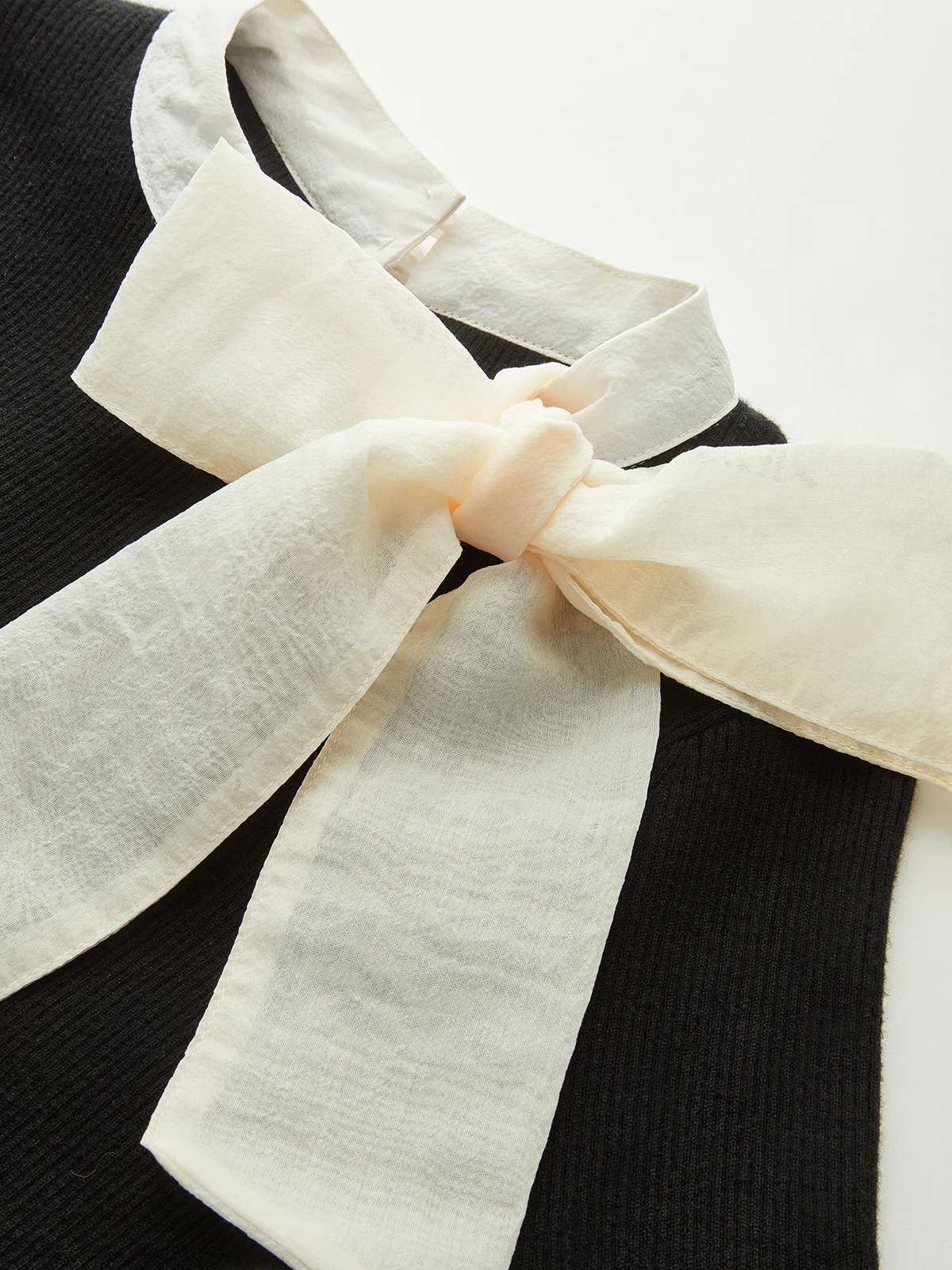 Bow Ribbed Flared Cuff Sweater - Image 3