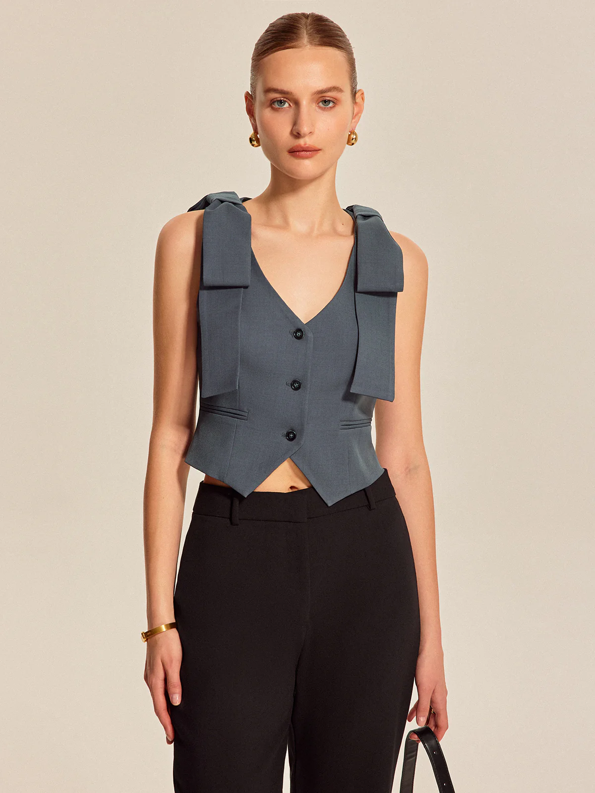 Bow Shoulder Tailored Vest - Image 3