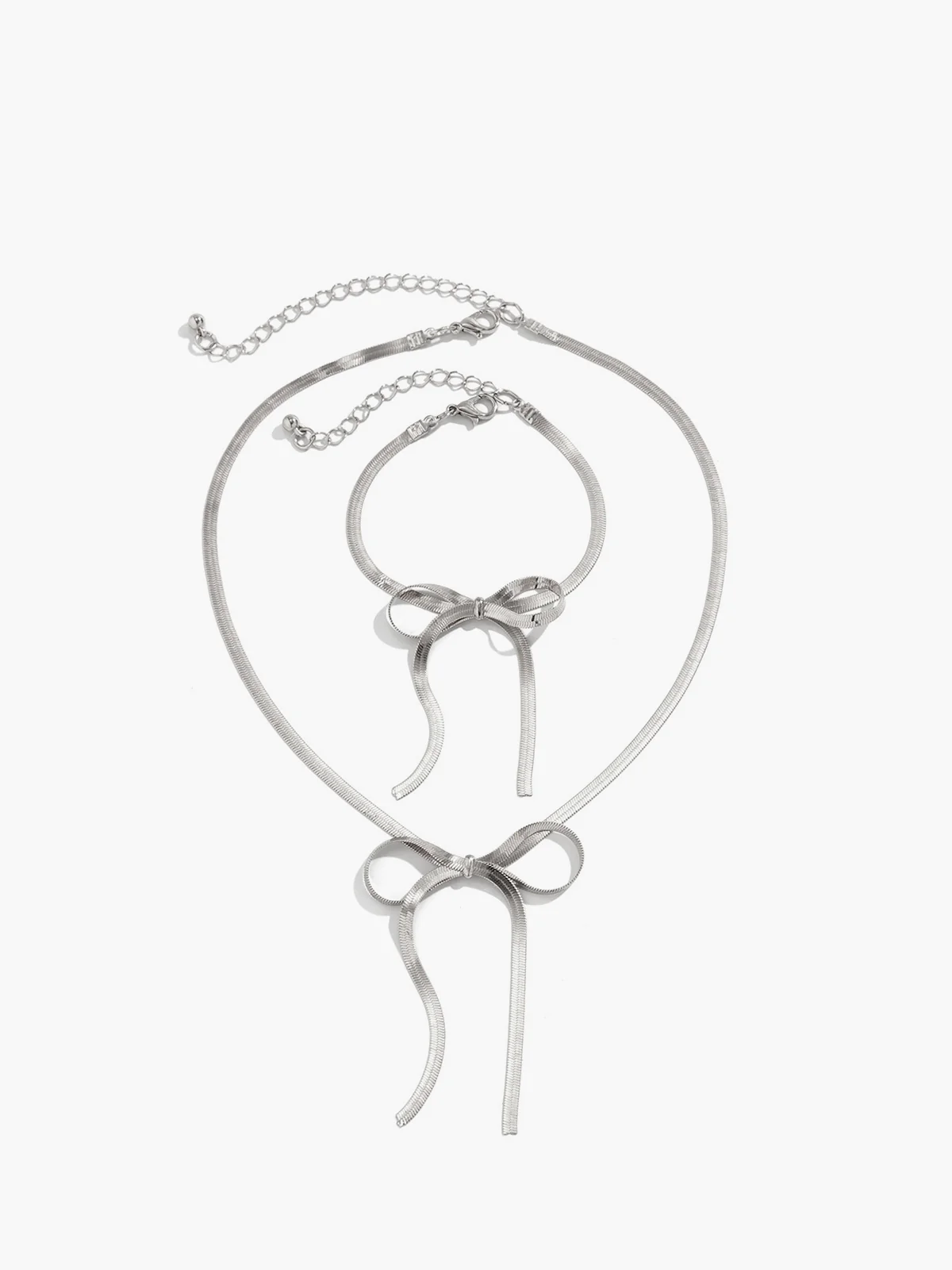 Bow Tassel Necklace Bracelet Set - Image 2