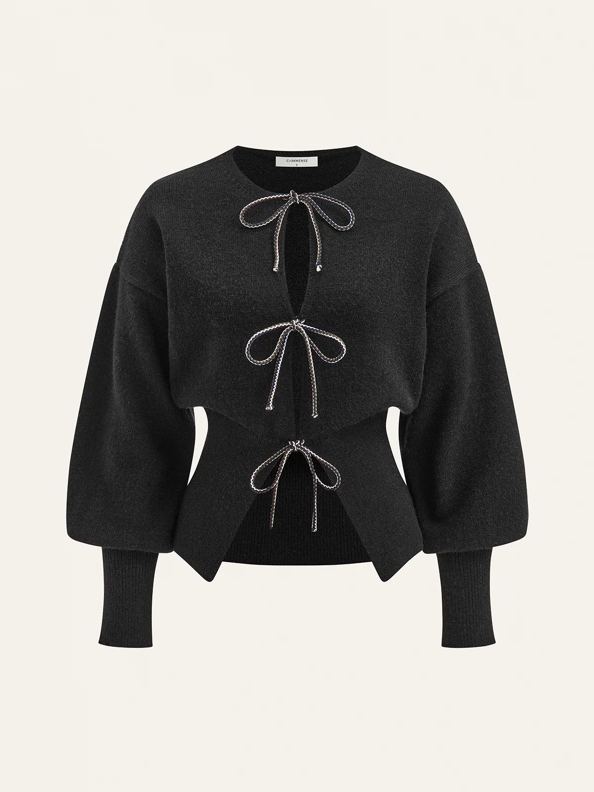 Bow Tie Balloon Sleeve Cardigan