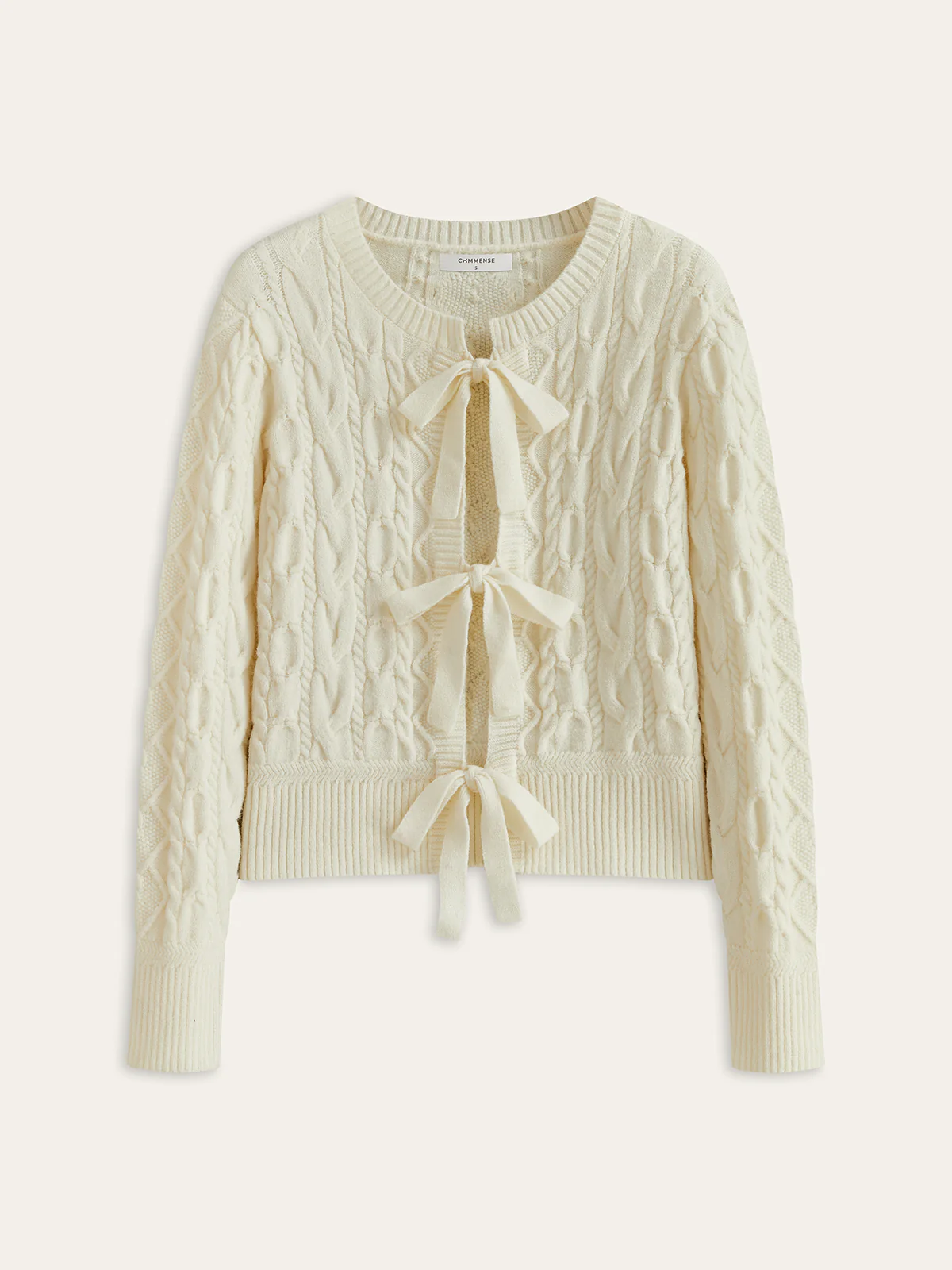 Bow Tie Cable Knit Cardigan - Image 2