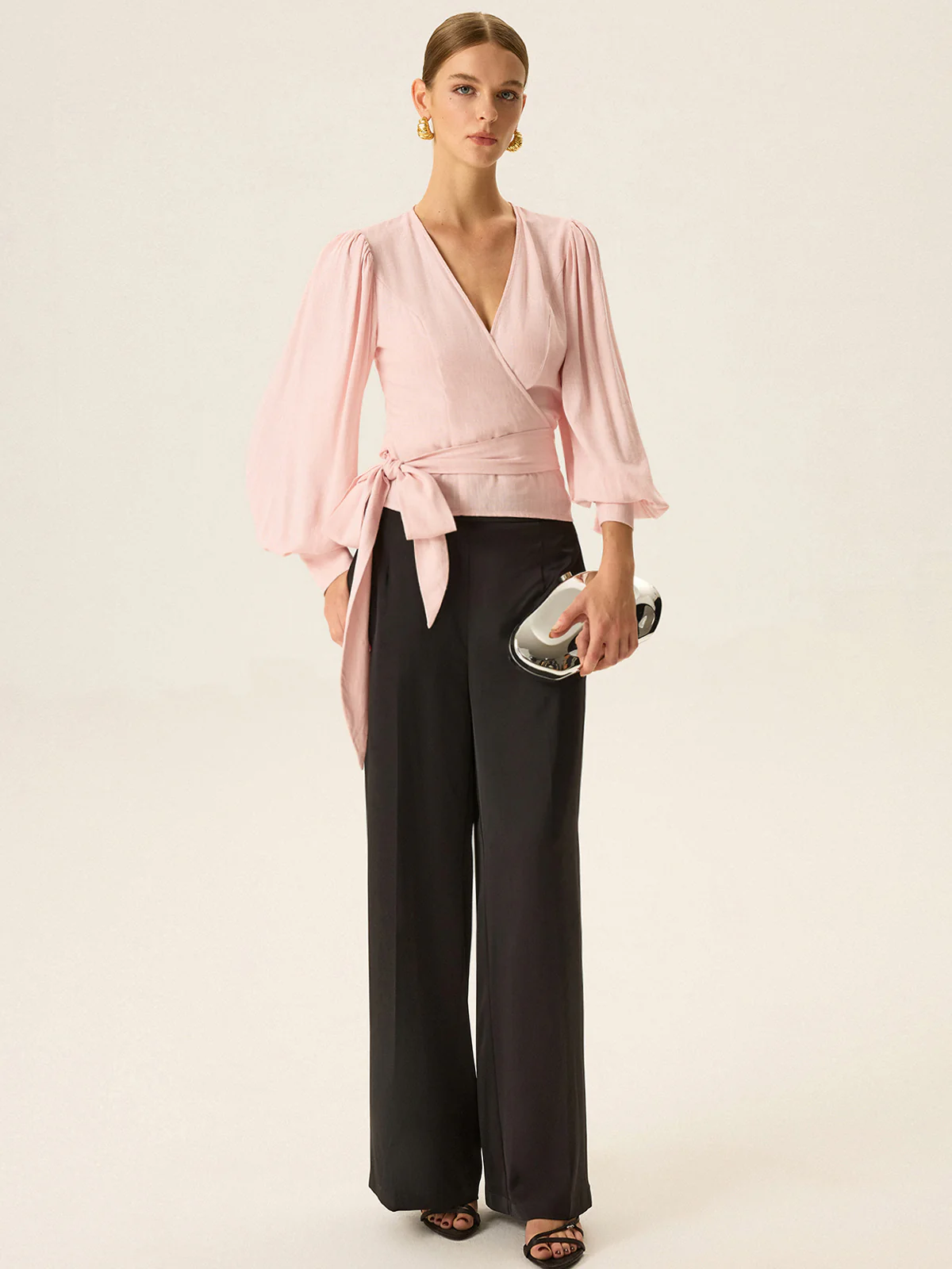 Bow Tie Long Sleeve Blouse - Image 3