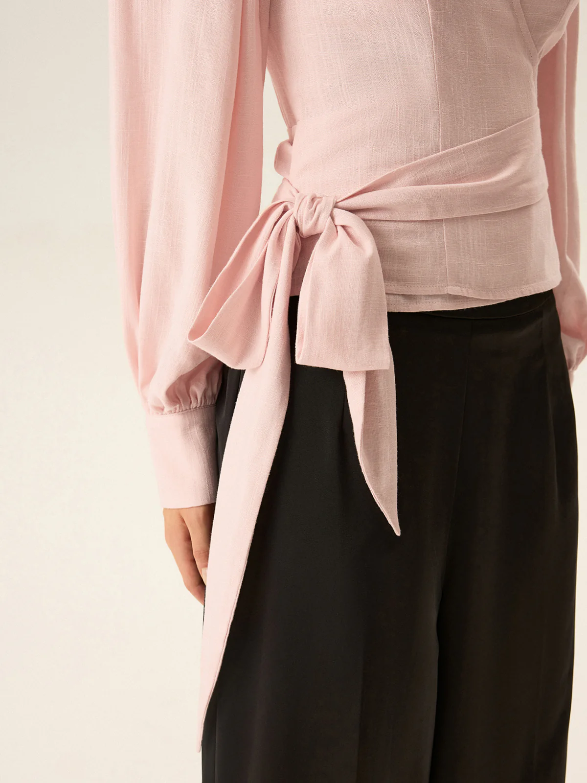 Bow Tie Long Sleeve Blouse - Image 4