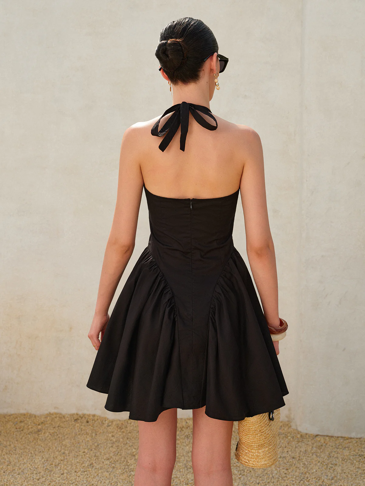 Bow Tie Pleated Halter Dress - Image 6