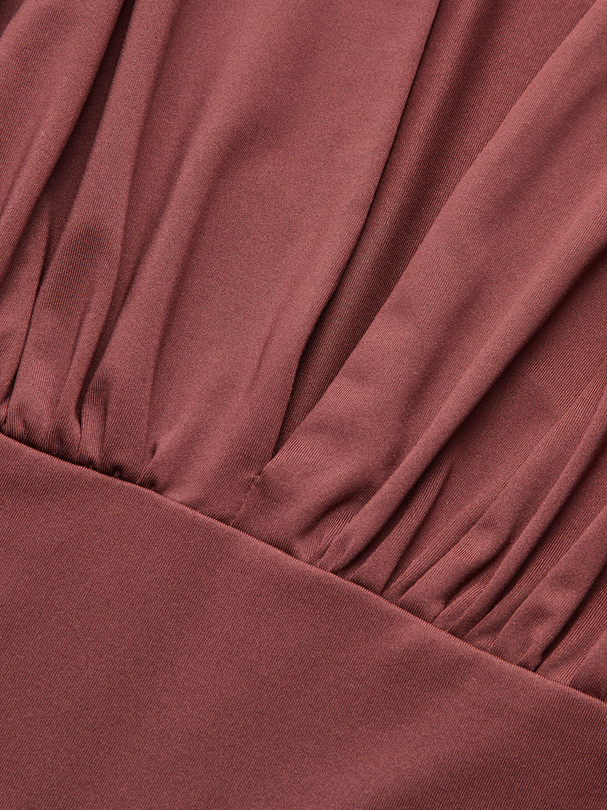 Boxy Shoulder Draped Plunging Neckline Bodysuit - Image 3